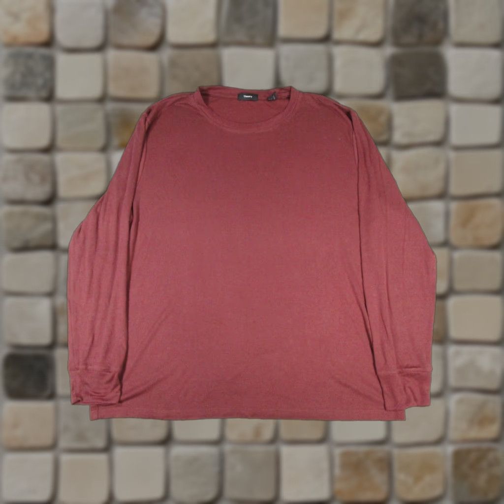 Theory Theory Shirt Womens Xxl Red Knit Longsleeve T-Shirt Solid Round Neck Pullover Modal Knit Sleeves Basic 2XL Red Womens Mens? Size XXL / US 16-18 / IT 52-54 - 1 Thumbnail