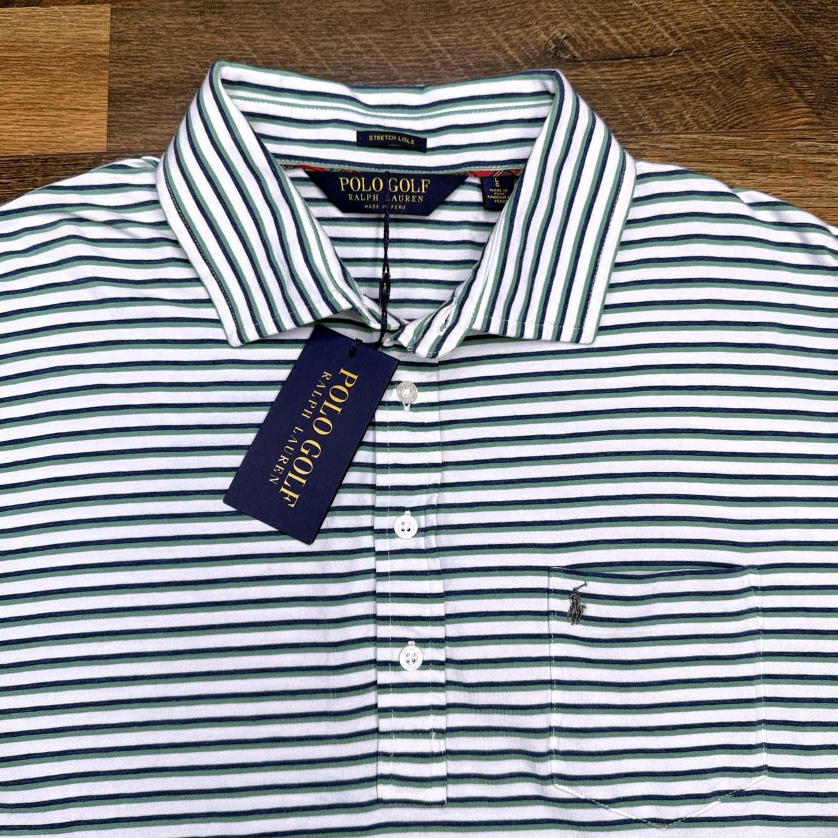 Ralph Lauren Polo Golf Ralph Lauren Stretch Lisle Shirt Mens Large Green Striped New Size US L / EU 52-54 / 3 - 3 Thumbnail