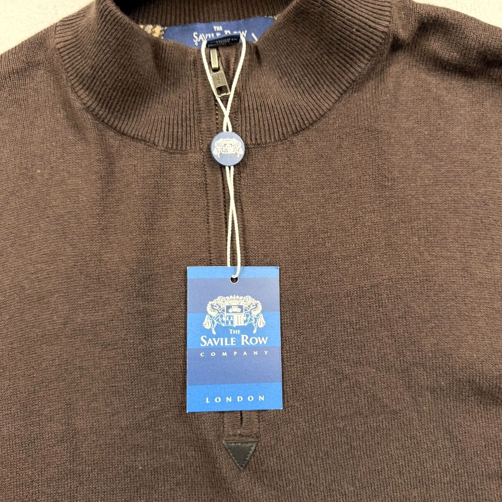 Vintage The Savile Row Company Sweater Mens M Brown 1/4 Zip Mock Neck Elbow Patch Knit Pullover Regular Shirt Casual Mens Size US M / EU 48-50 / 2 - 2 Thumbnail