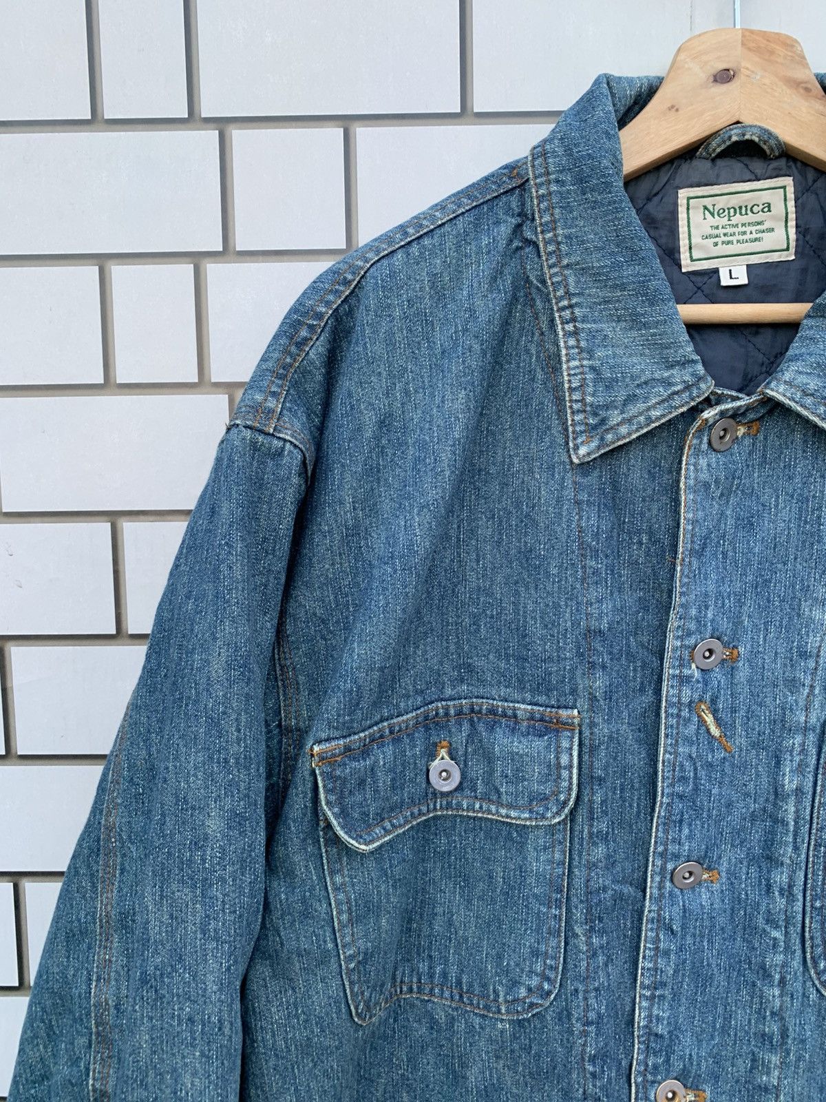 Indigo × Japanese Brand × Vintage Vintage Japanese Brand Nepuca Workwear Denim Jacket Size US L / EU 52-54 / 3 - 10 Thumbnail
