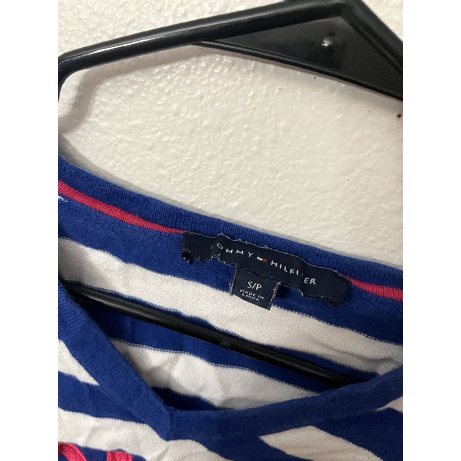 Tommy Hilfiger Tommy Hilfiger Woman Blue White T-Shirt Striped Long Sleeve V-Neck Size S Size S / US 4 / IT 40 - 2 Thumbnail