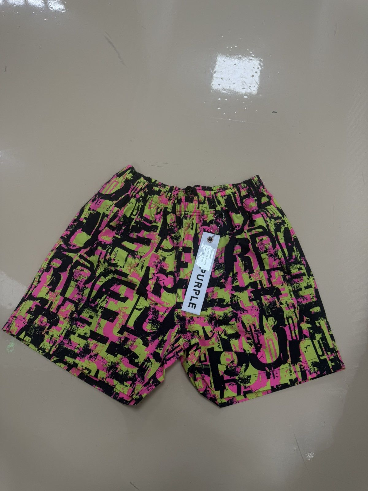 Purple Brand Purple Brand Pink Lime Multilogo Swimshorts Size US 32 / EU 48 - 1 Thumbnail