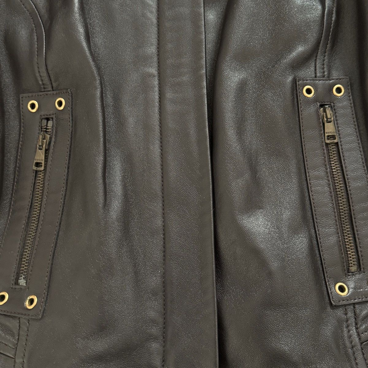 Gucci Runway Tom Ford for Gucci Asymmetrical Leather Jacket Size M / US 6-8 / IT 42-44 - 5 Thumbnail