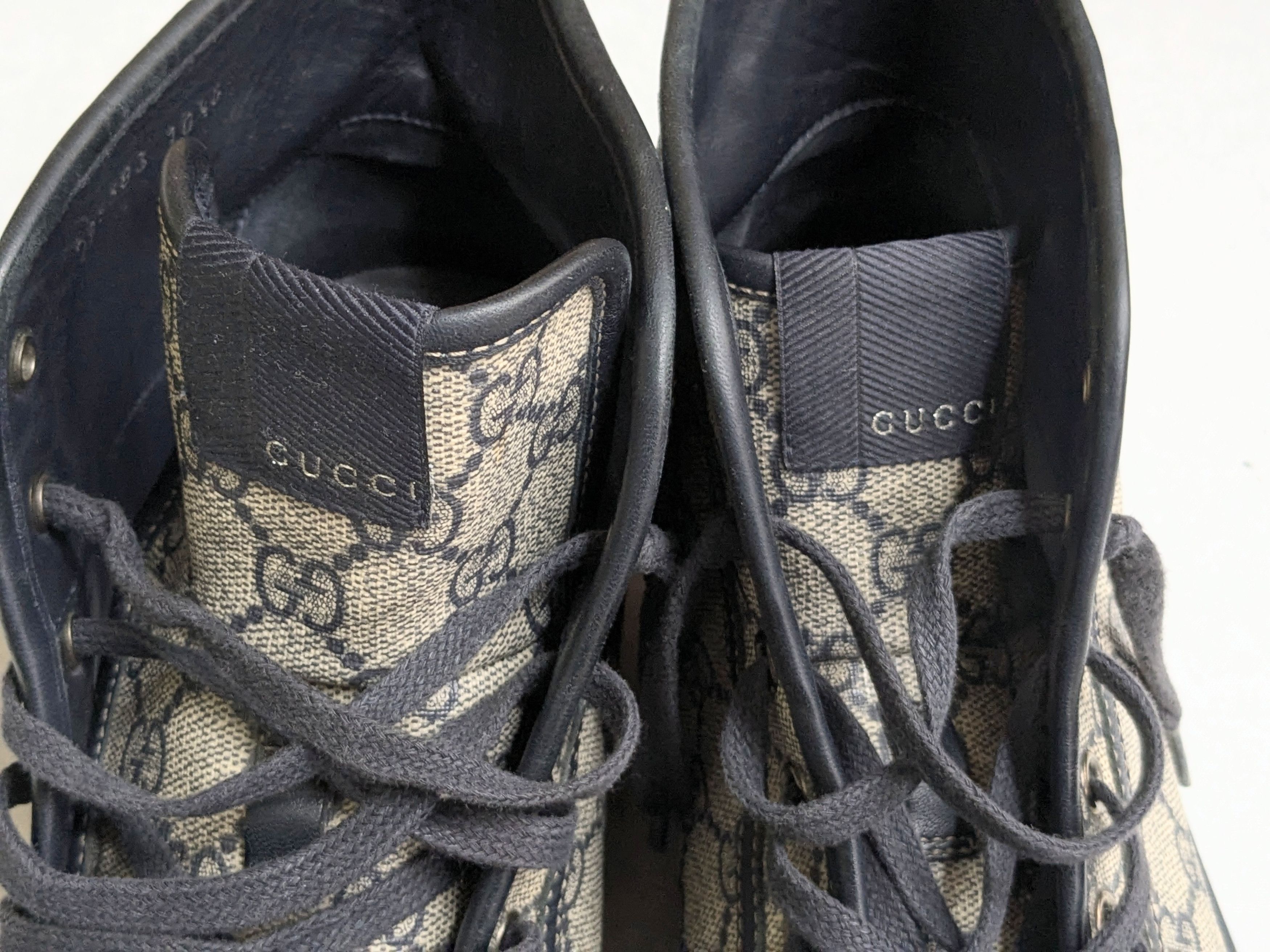 Gucci Gucci High Top Sneakers Blue Monogram 11 Leather GG Size US 11 / EU 44 - 2 Thumbnail