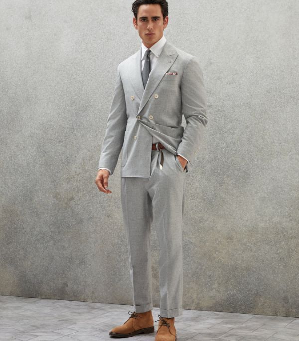 Brunello Cucinelli 0924 Double Breasted Jacket in Grey Size US L / EU 52-54 / 3 - 2 Thumbnail