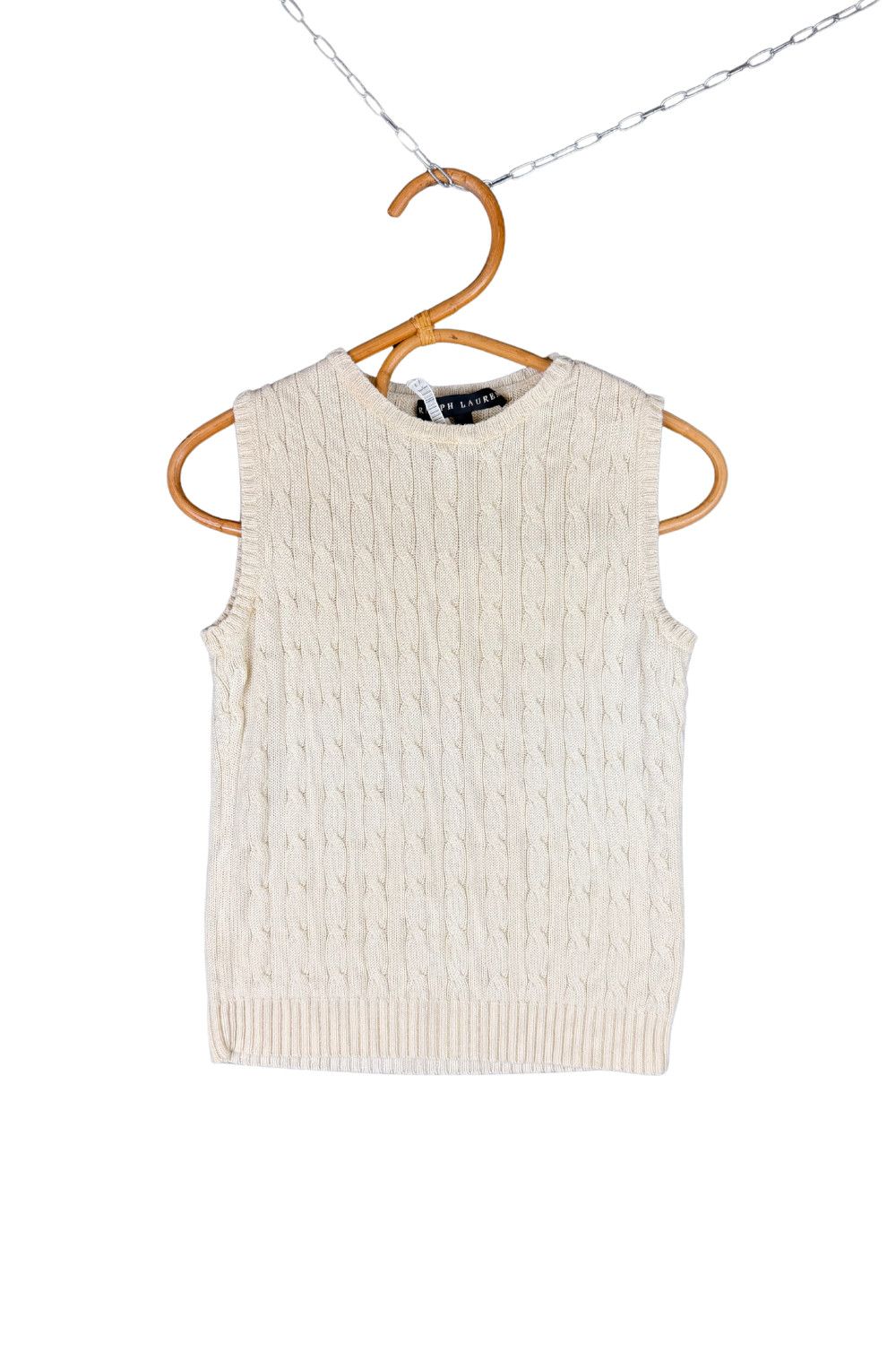 Polo Ralph Lauren Ralph Lauren 100% Silk Cable Knit Vest Cream white Size S Size US S / EU 44-46 / 1 - 1 Thumbnail