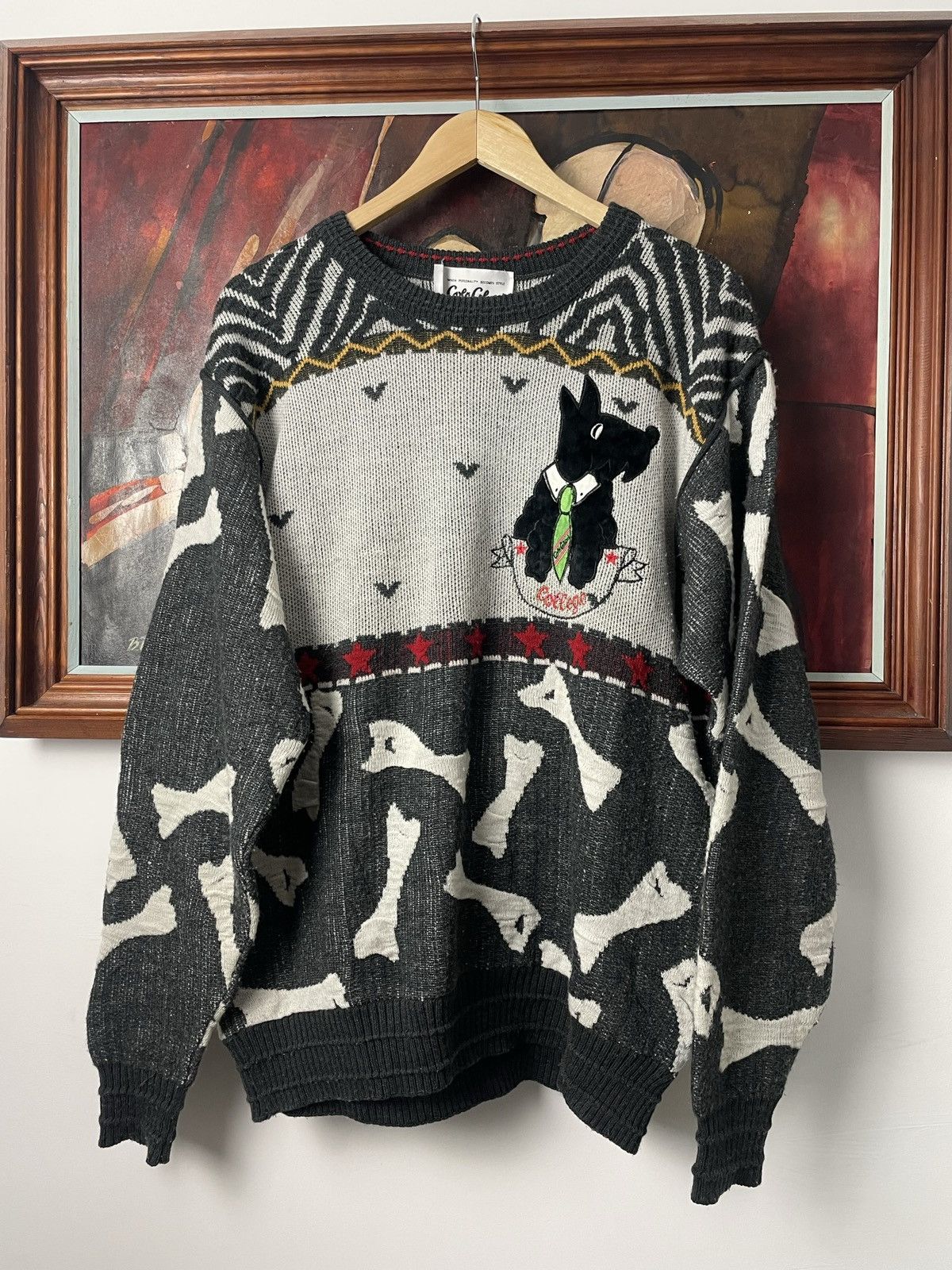image of Avant Garde x Carlo Colucci Vintage Carlo Colucci Dog Bones Sweater Knit Rap Hype in Grey (Size Med