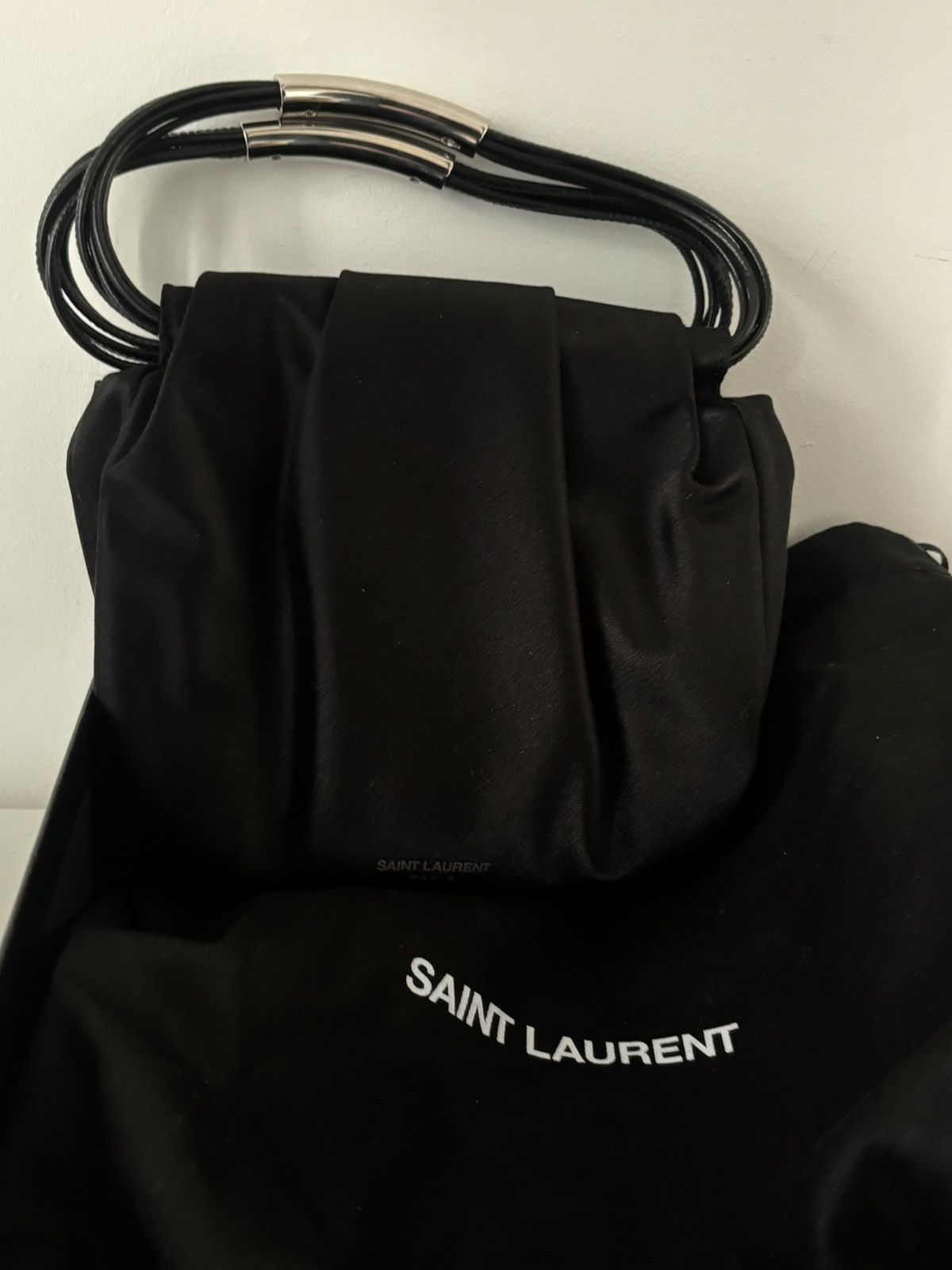Yves Saint Laurent Saint Laurent Mini Pochon bag in black silk Size ONE SIZE - 4 Thumbnail