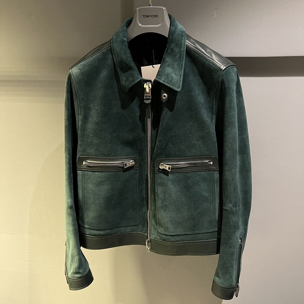 image of Tom Ford Suede Leather Jacket In Medium in Turqouise, Men's