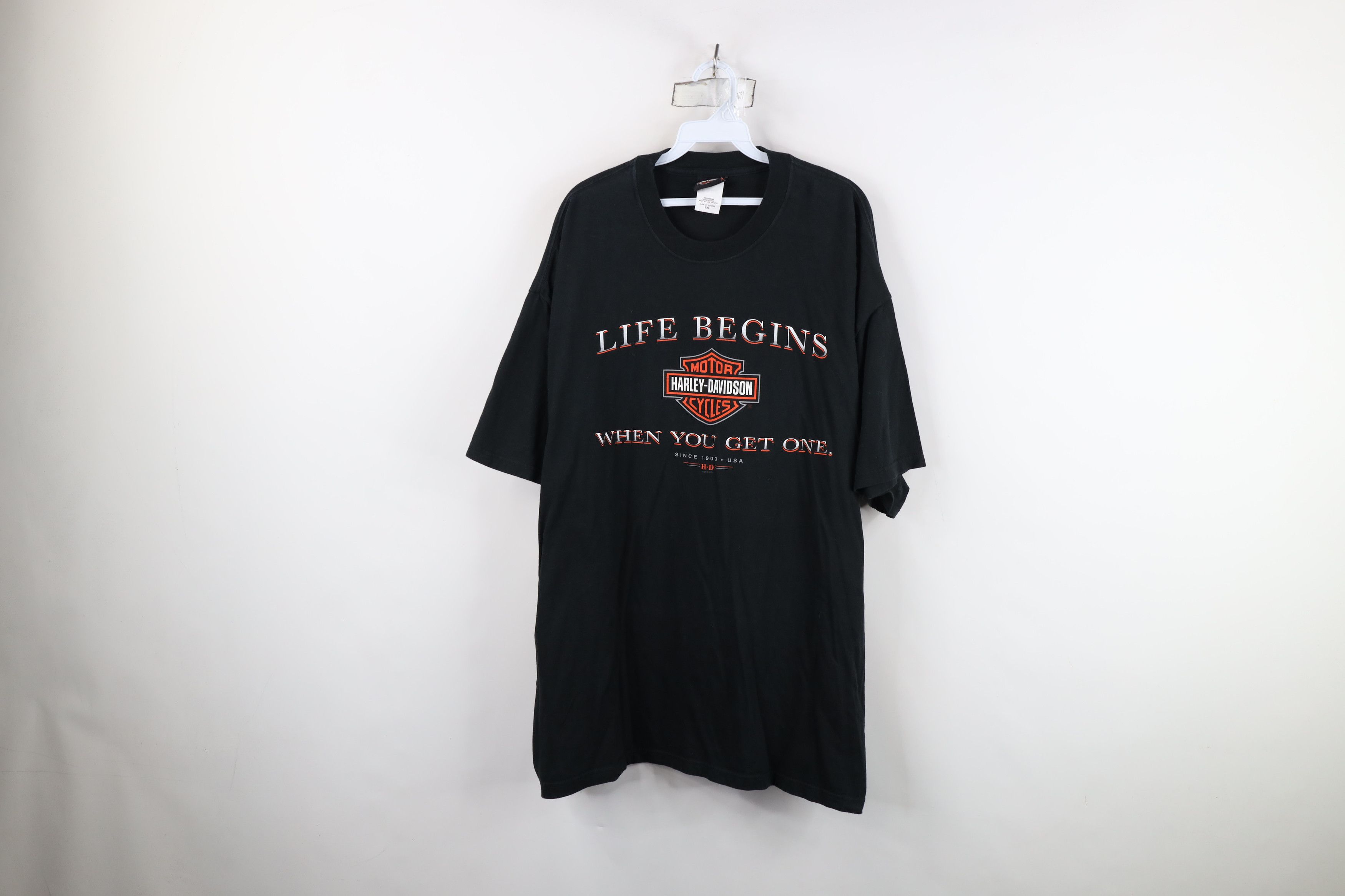 Harley Davidson Vintage Y2K 2003 Harley Davidson Spell Big Logo T-Shirt USA Size US XXL / EU 58 / 5 - 1 Thumbnail