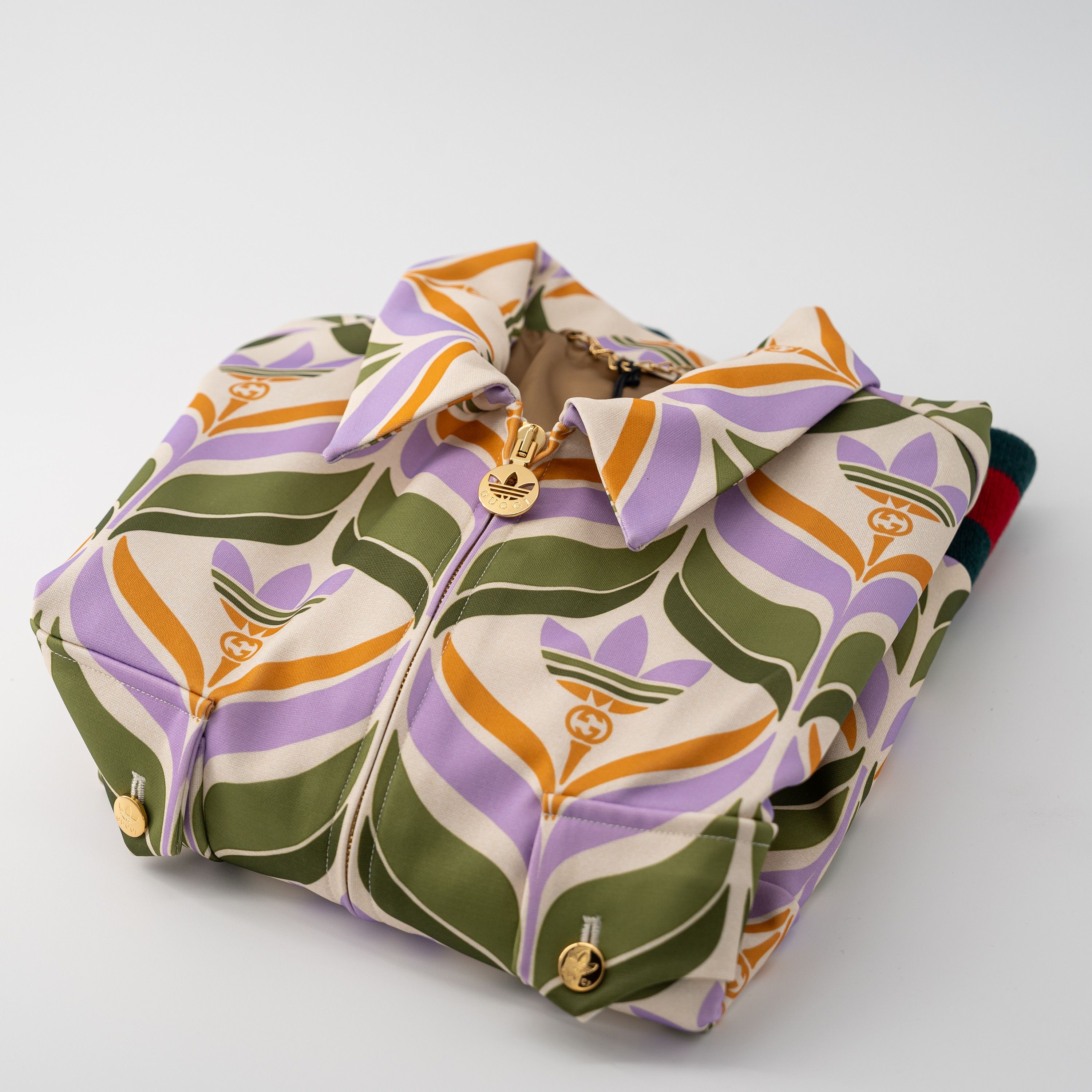 Gucci size 50 L - Gucci adidas Trefoil Print Jacket Green Ivory Size US L / EU 52-54 / 3 - 4 Thumbnail