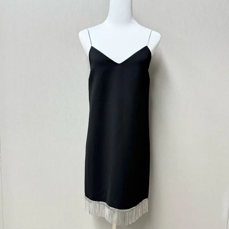 Miu Miu Black Sleeveless Dress with Fringe 0089