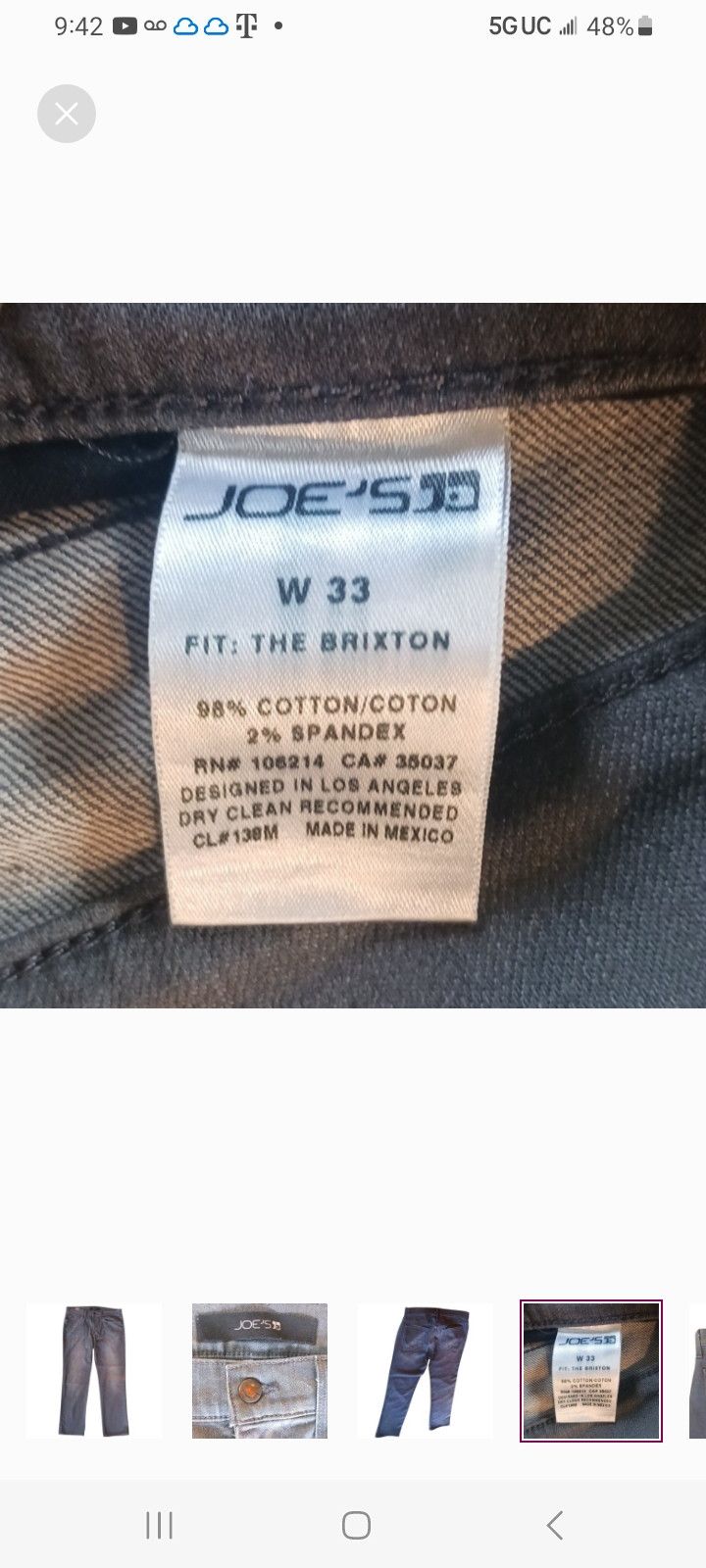 Joe's JOE'S JEANS Brixton Grey Jeans Size US 34 / EU 50 - 4 Thumbnail