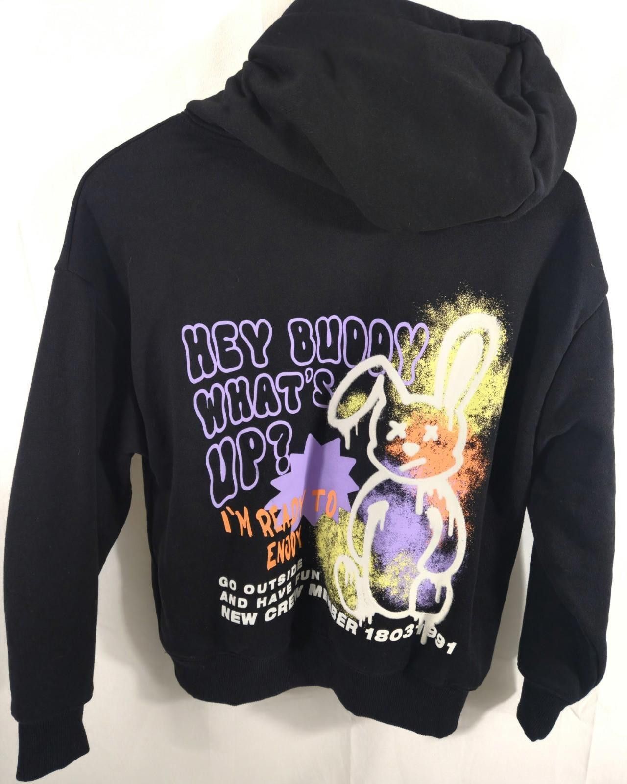 Zara RARE Zara Graffiti Bunny Art Hoodie Black Size 11-12 Size ONE SIZE - 1 Thumbnail