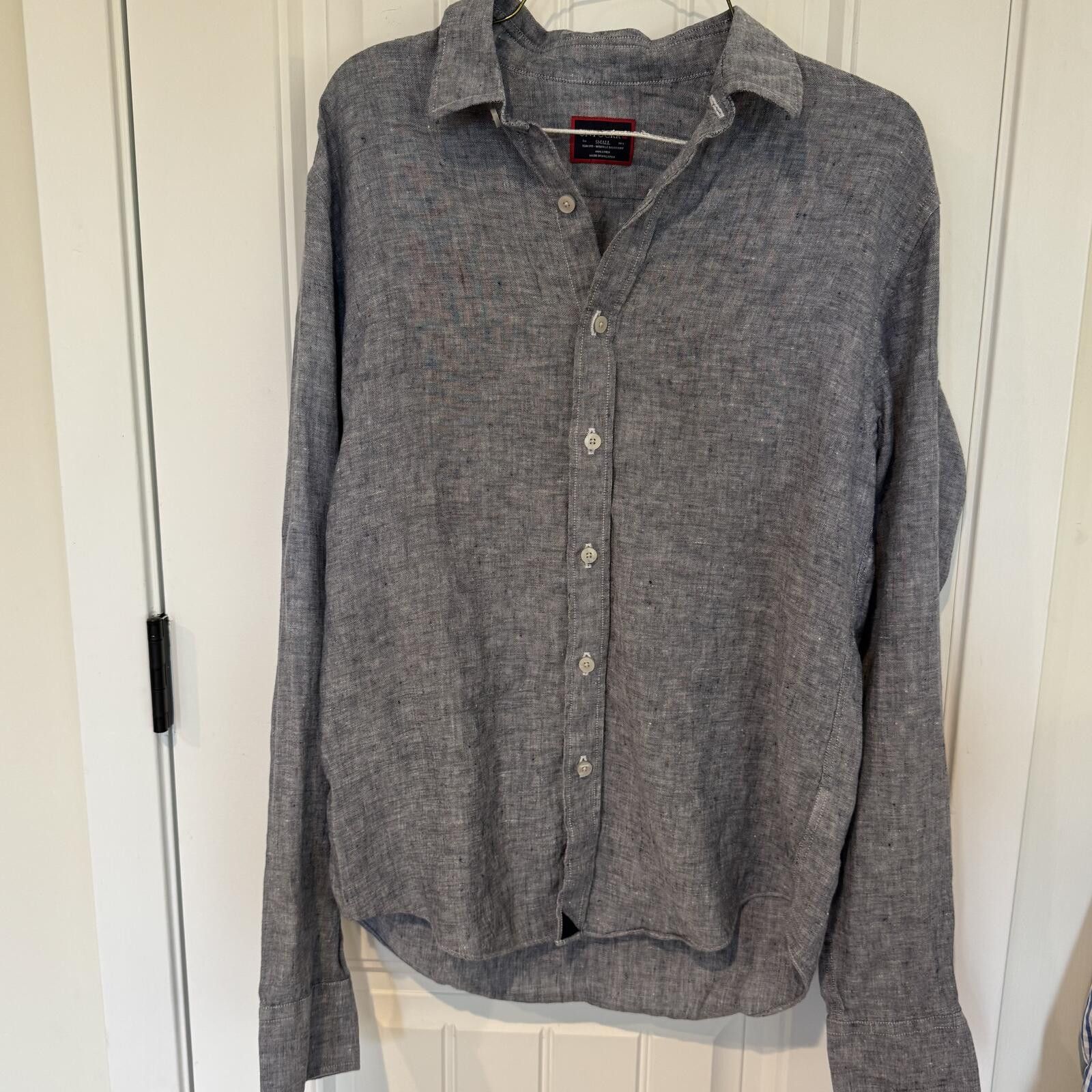 UNTUCKit UNTUCKit Slim Fit Wrinkle Resistant Linen Shirt Small Gray Size US S / EU 44-46 / 1 - 1 Thumbnail