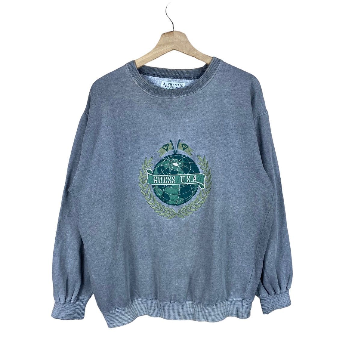 Georges Marciano × Guess × Vintage VINTAGE GUESS EARTH GLOBE LOGO SWEATSHIRT Size US M / EU 48-50 / 2 - 1 Thumbnail