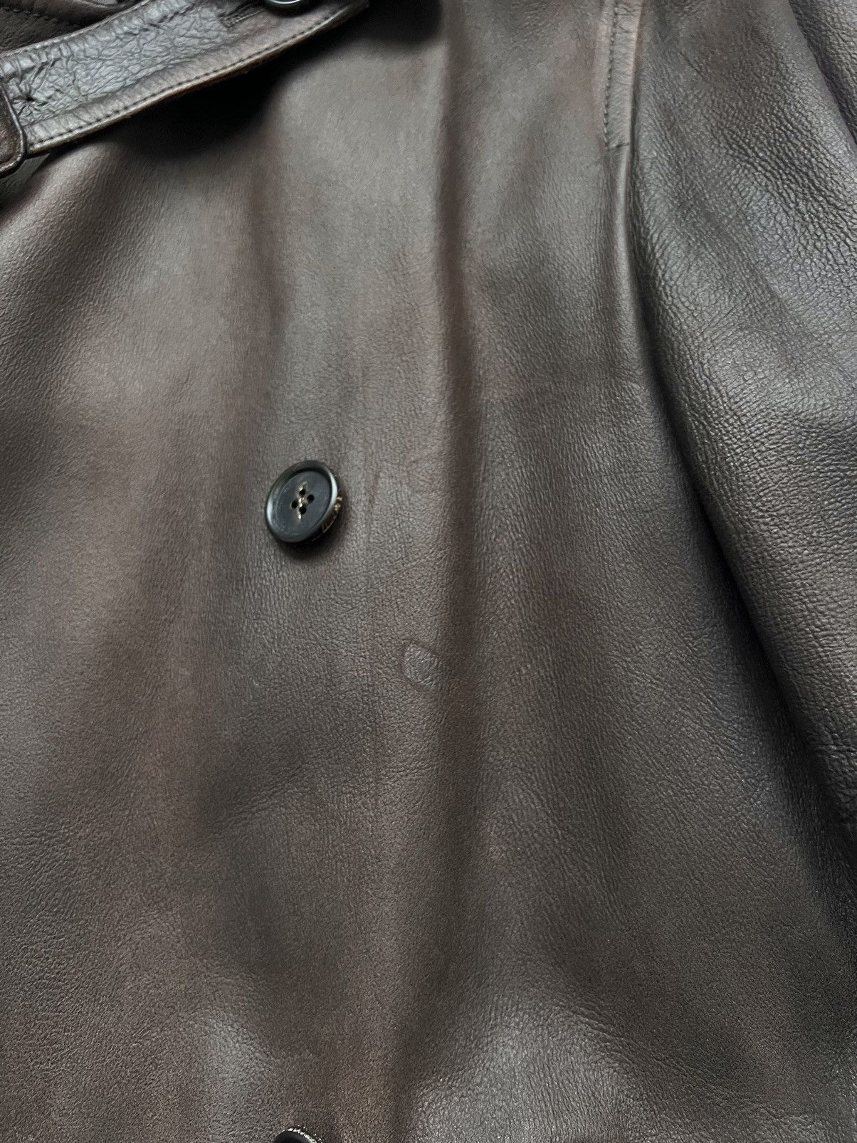 Miu Miu 🔥Archive Miu Miu FW2006 Hand Dyed Leather Trench Coat Brown Size M / US 6-8 / IT 42-44 - 19 Thumbnail
