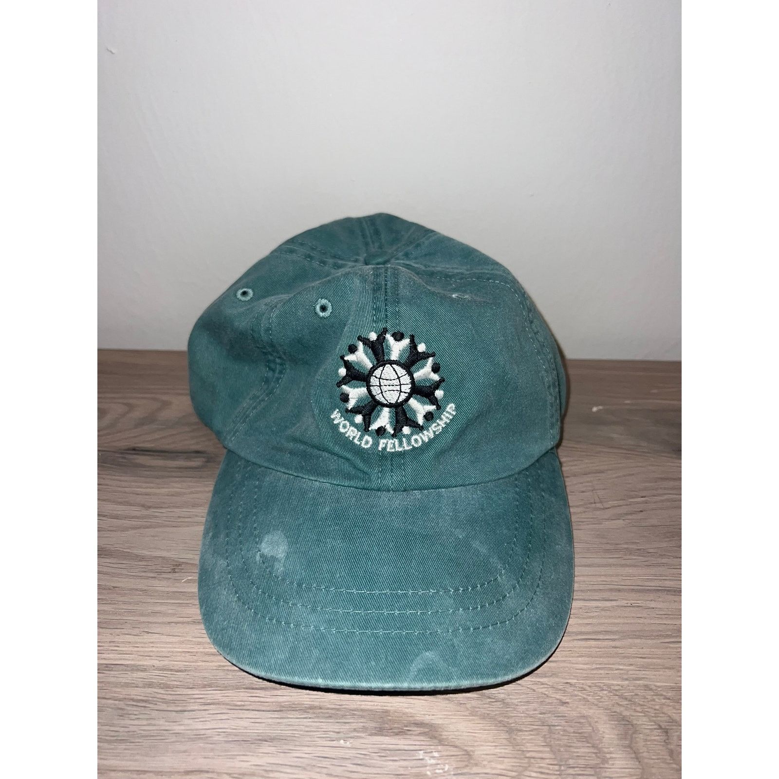 Vintage Vintage Jesus Hat World Fellowship Church Green Cap Stained Size ONE SIZE - 1 Thumbnail