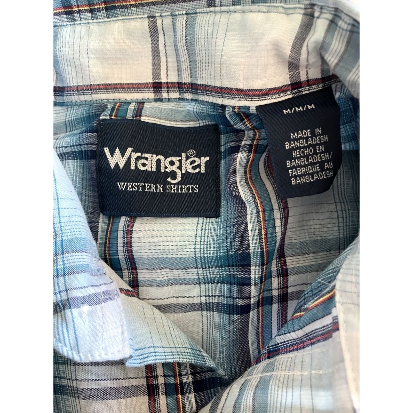 Wrangler VINTAGE Wrangler Pearl Snap Shirt Men’s M Blue Plaid Short Sleeve Western Rodeo Size US M / EU 48-50 / 2 - 3 Thumbnail