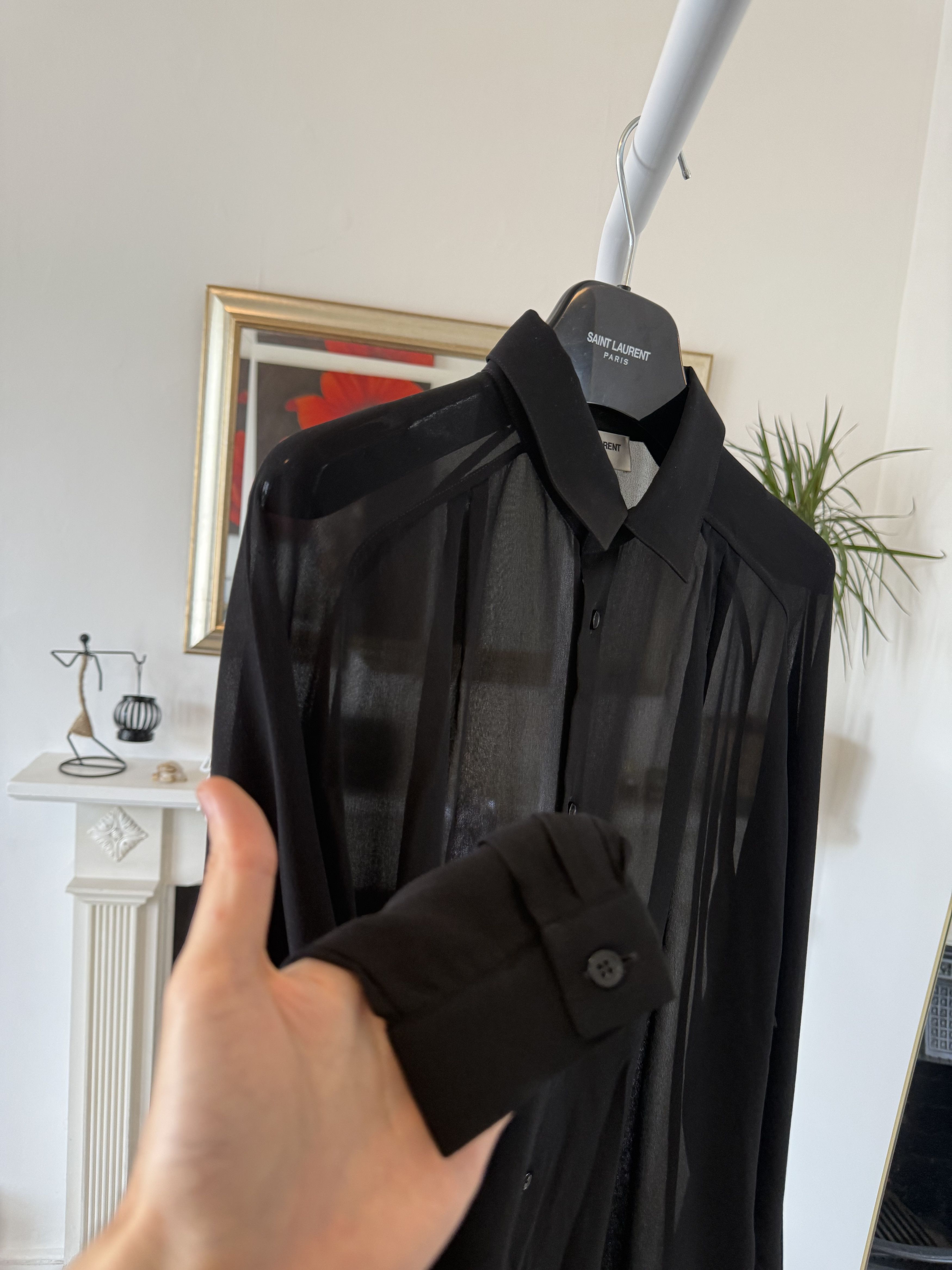 Saint Laurent Paris SS23 Saint Laurent Silk Black See-Through Shirt Size US M / EU 48-50 / 2 - 6 Thumbnail
