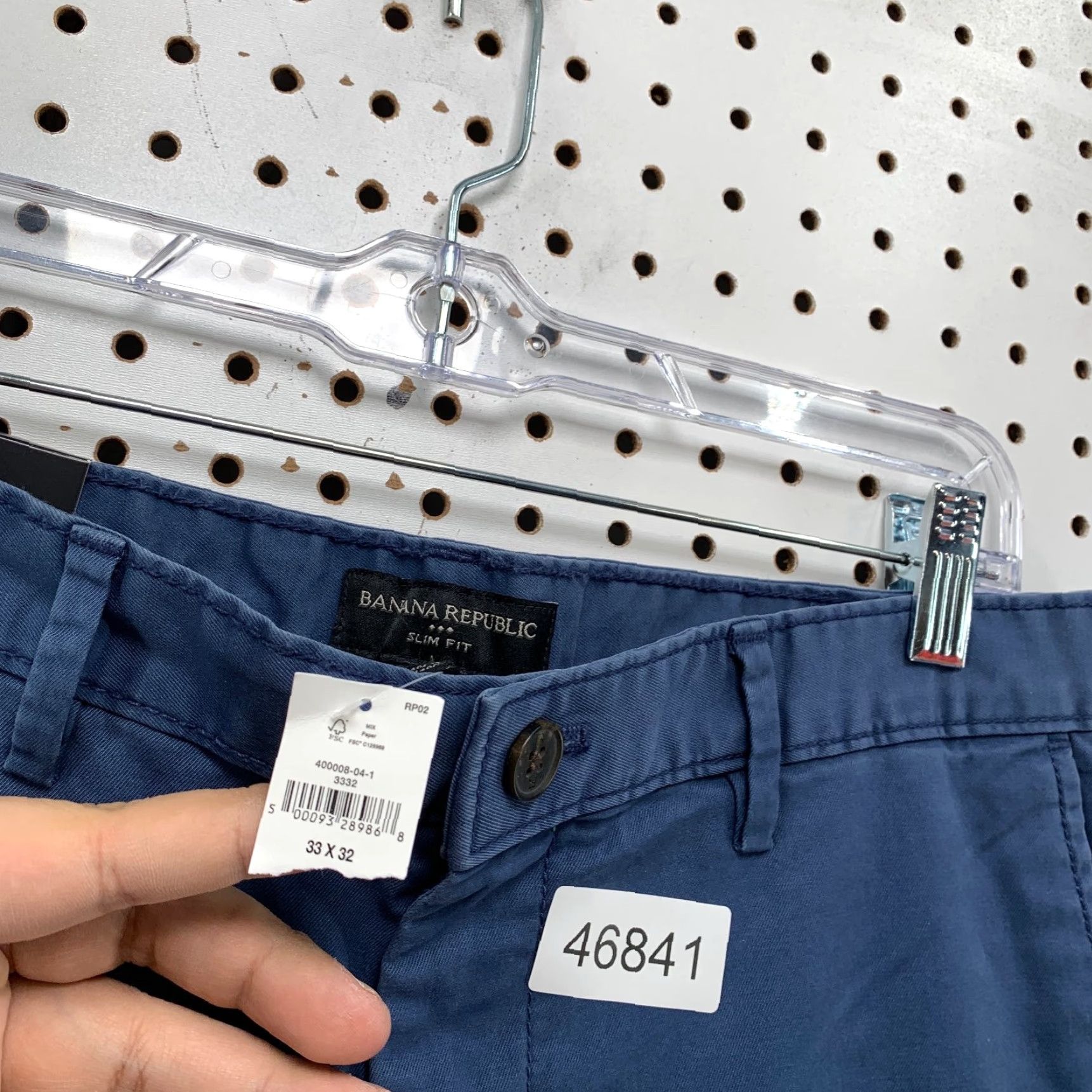 Banana Republic VINTAGE Banana Republic Chino Pants Mens 33x32 Blue Slim Fit Cotton Work School Size US 33 - 4 Thumbnail