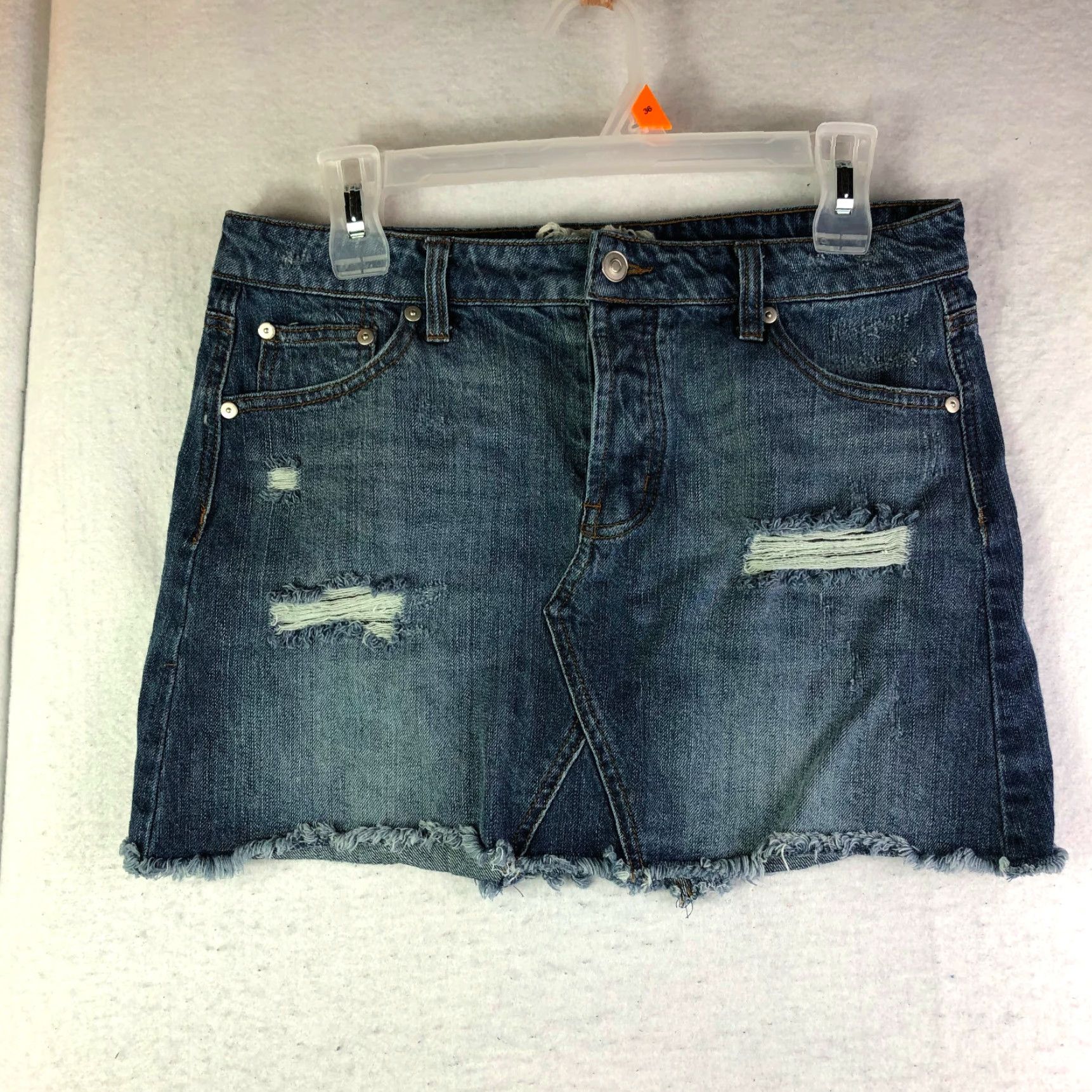 Vintage Altered State Distressed Button Blue Jean Mini Midi Skirt M 31" Waist Blue Denim Skirt Size 32" / US 10 / IT 46 - 2 Thumbnail