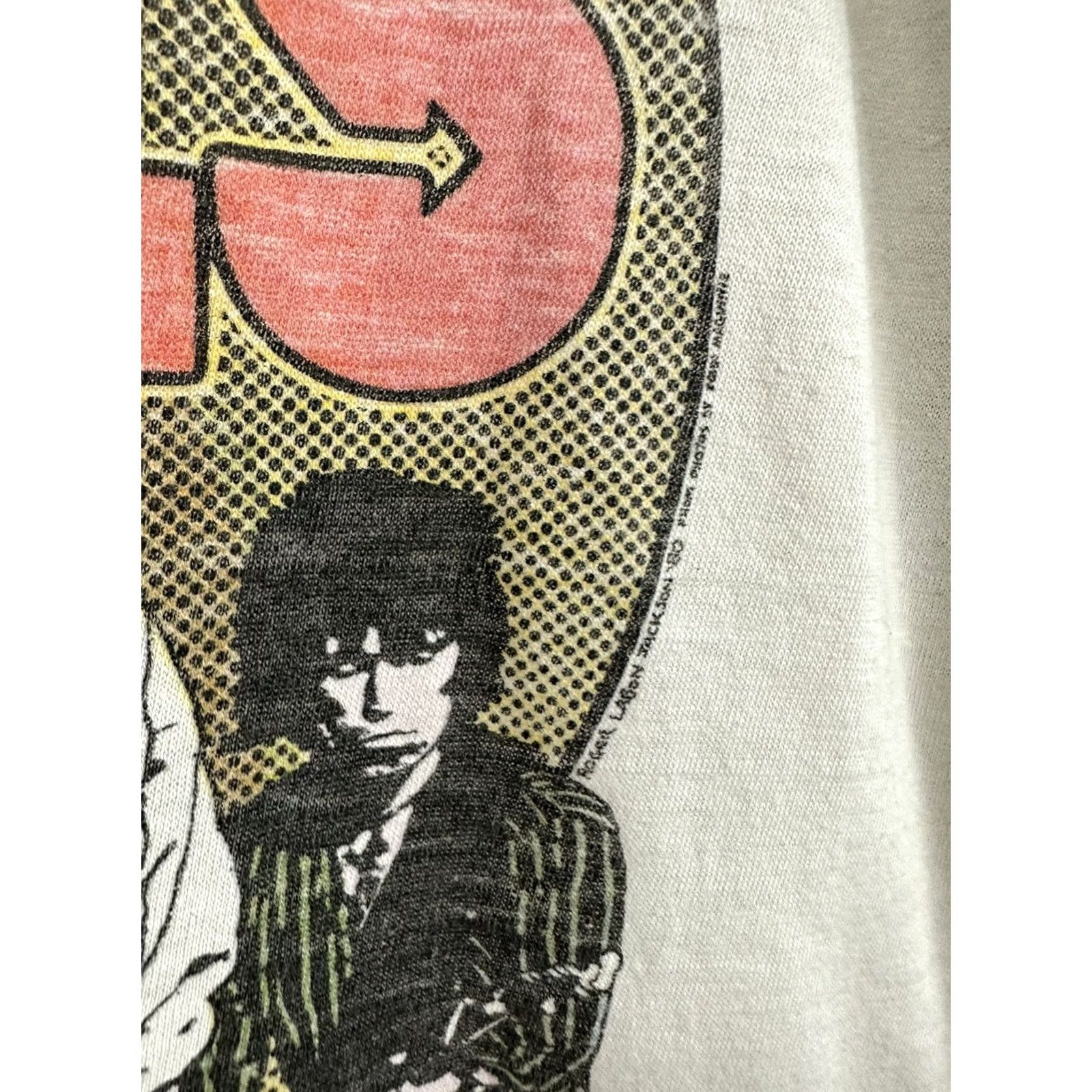 Vintage VTG The Rolling Stones The Knits Raglan Burn Out 80s Band T-Shirt XL White Men 3/4 Sleeve Raglan Burnout Tee Size US XL / EU 56 / 4 - 7 Thumbnail