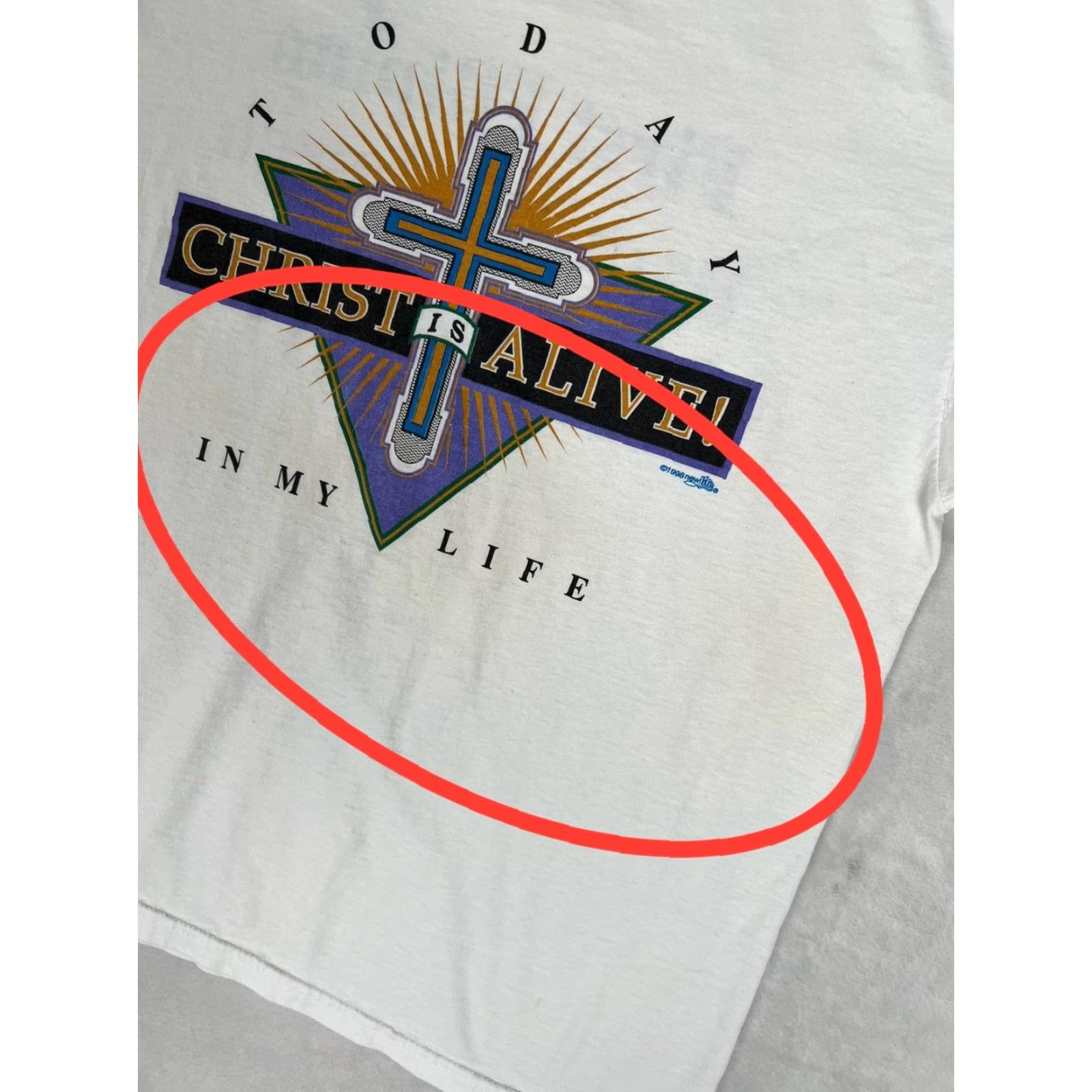 Fruit Of The Loom VINTAGE Christ Is Alive Shirt Mens Large White Christian Baptist Church 1990s Size US L / EU 52-54 / 3 - 5 Thumbnail