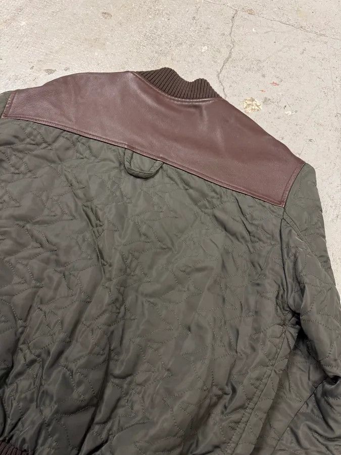Dolce & Gabbana × Vintage AW2001 Dolce & Gabbana Quilted Olive Hybrid Leather Bomber Jacket Size US L / EU 52-54 / 3 - 6 Thumbnail