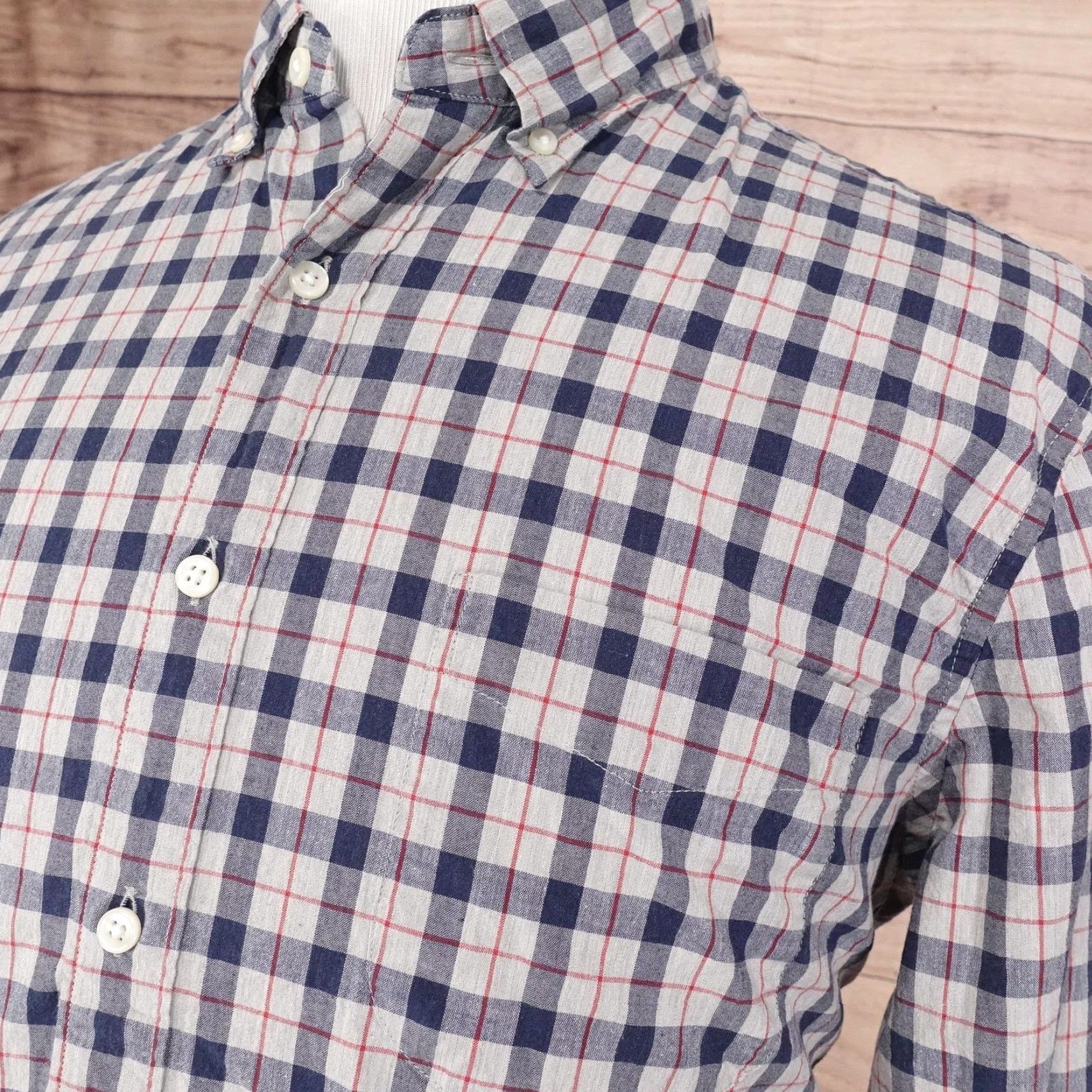 J.Crew VINTAGE J.CREW Shirt Men Large Blue Red Gray Plaid Button-Down Slim Secret Wash Stretch Adult Large Blue Plaid 90s or 2000s? Size US L / EU 52-54 / 3 - 2 Thumbnail
