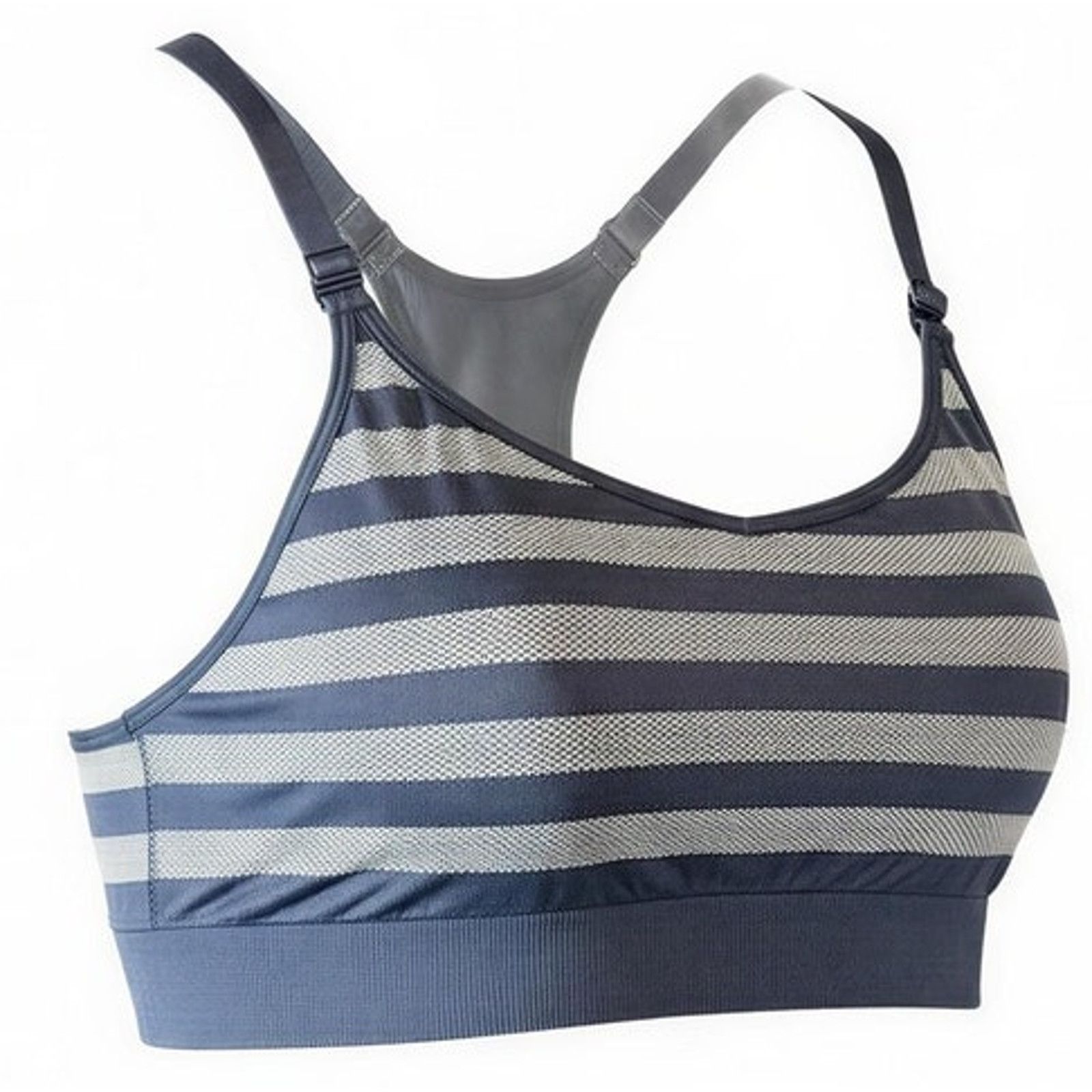 Spalding Spalding Sports Bra Womens Large Gray Striped Racerback Size ONE SIZE - 1 Thumbnail