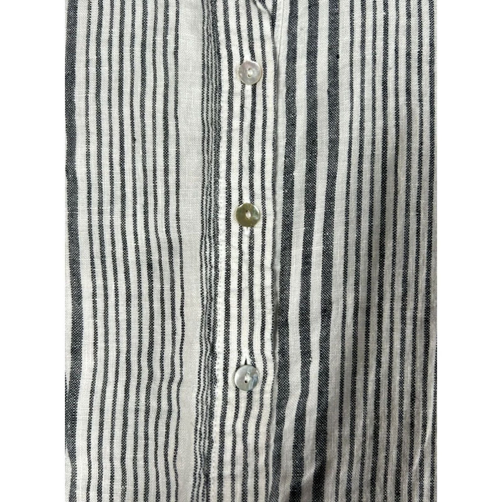 Vintage Tahari Womens Striped 100% Linen Sleeveless Shift Dress 1X Black & White Casual Size XL / US 12-14 / IT 48-50 - 2 Thumbnail