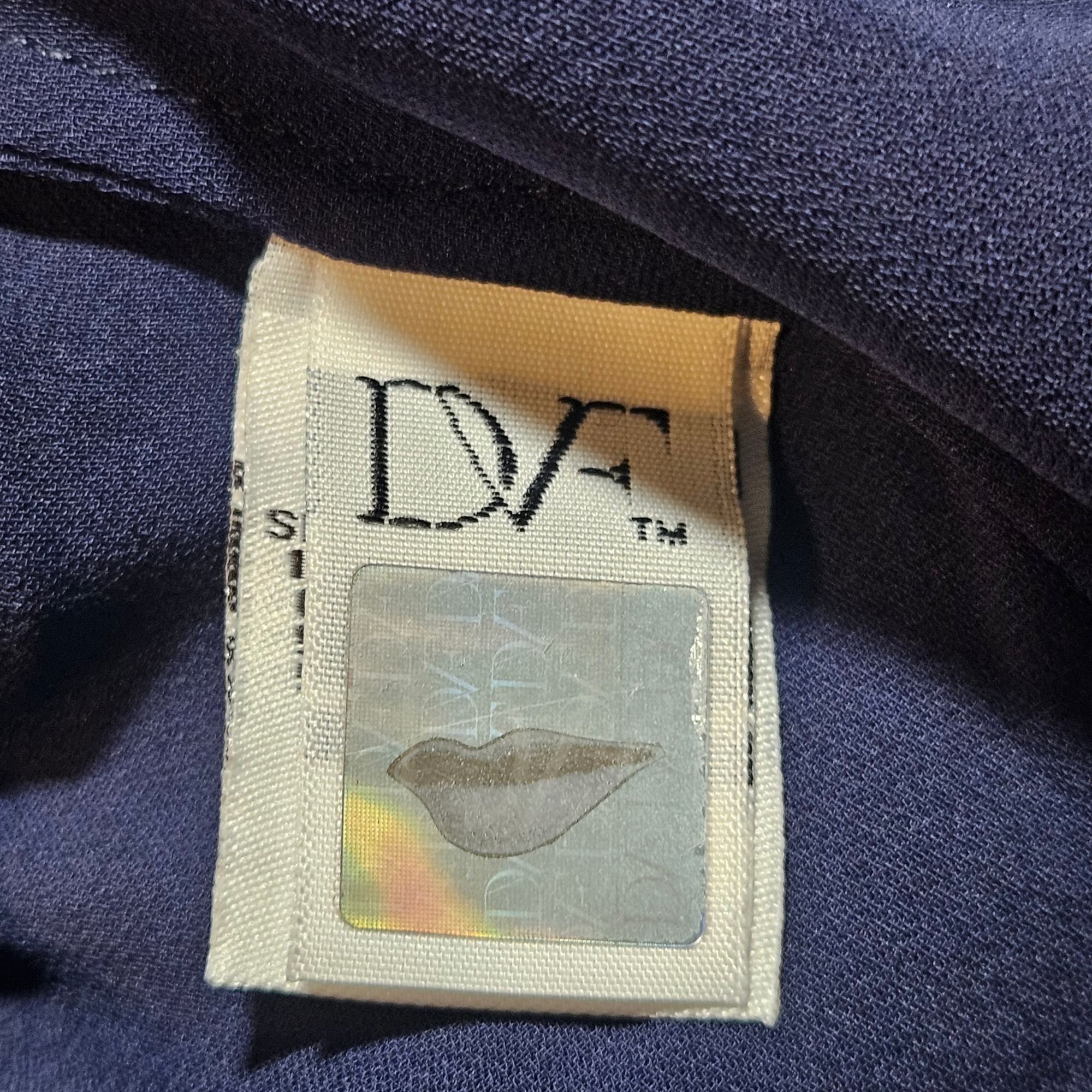 Diane von Furstenberg DVF Women 100% Silk Navy Blouse14 Long Sleeve Top Workwear Size XL / US 12-14 / IT 48-50 - 10 Thumbnail