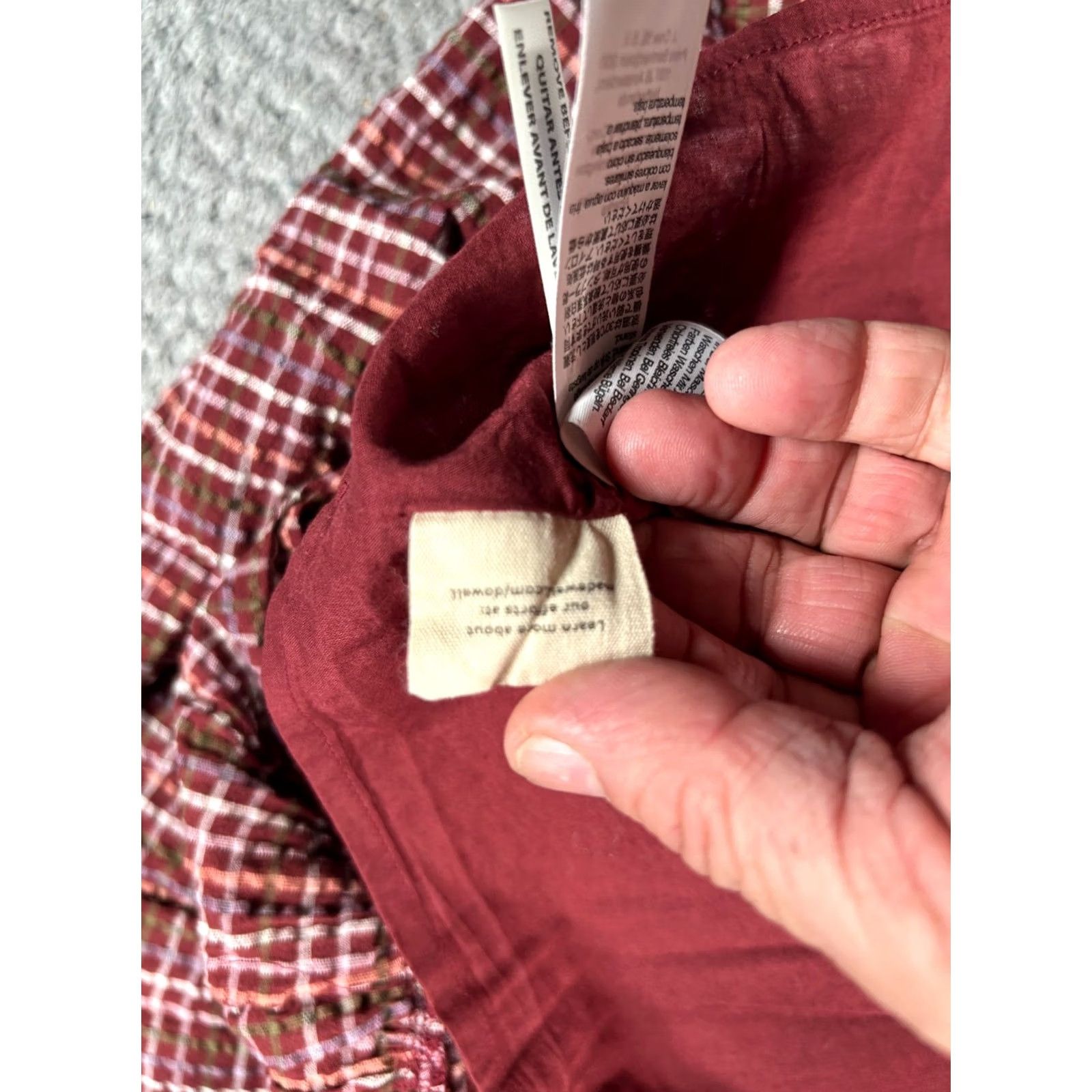 Madewell Madewell Shirt Womens XS Red Mini Plaid Seersucker Wrap Dress Ruffel Comfy Pleated NWT Size XS / US 0-2 / IT 36-38 - 6 Thumbnail