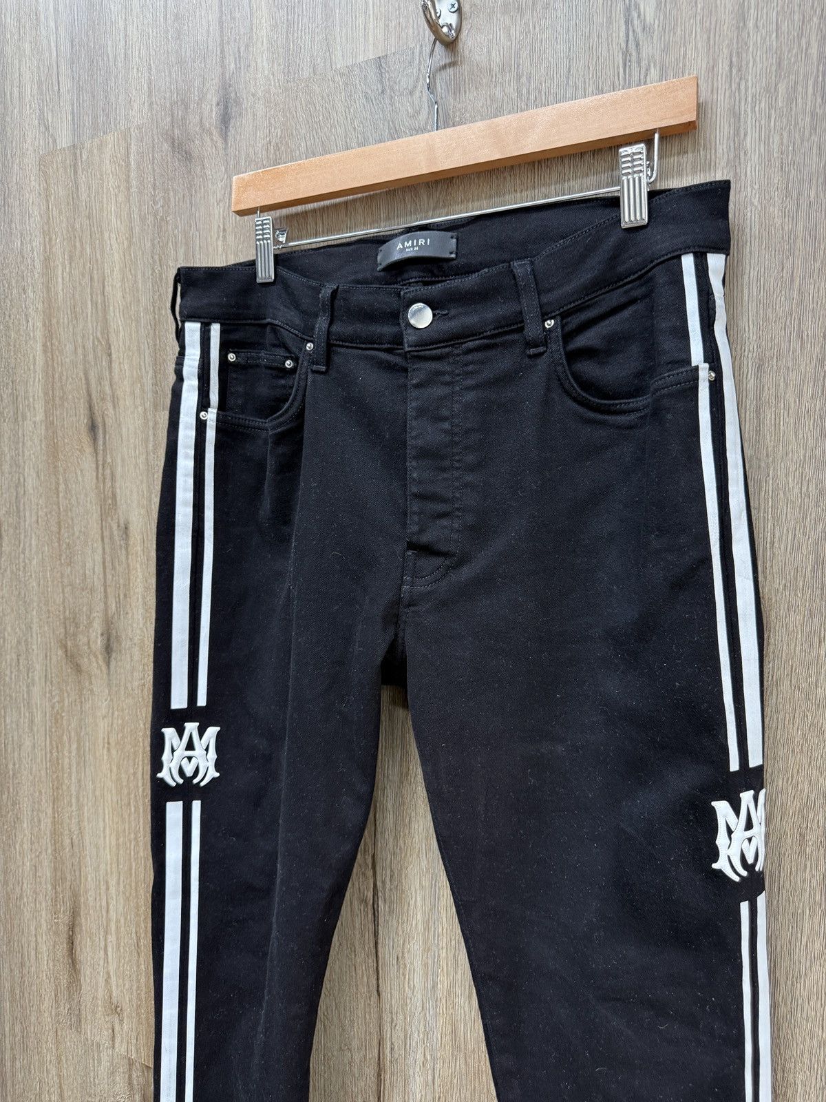 Amiri Amiri Black M Logo Denim Jeans Size US 34 / EU 50 - 4 Thumbnail