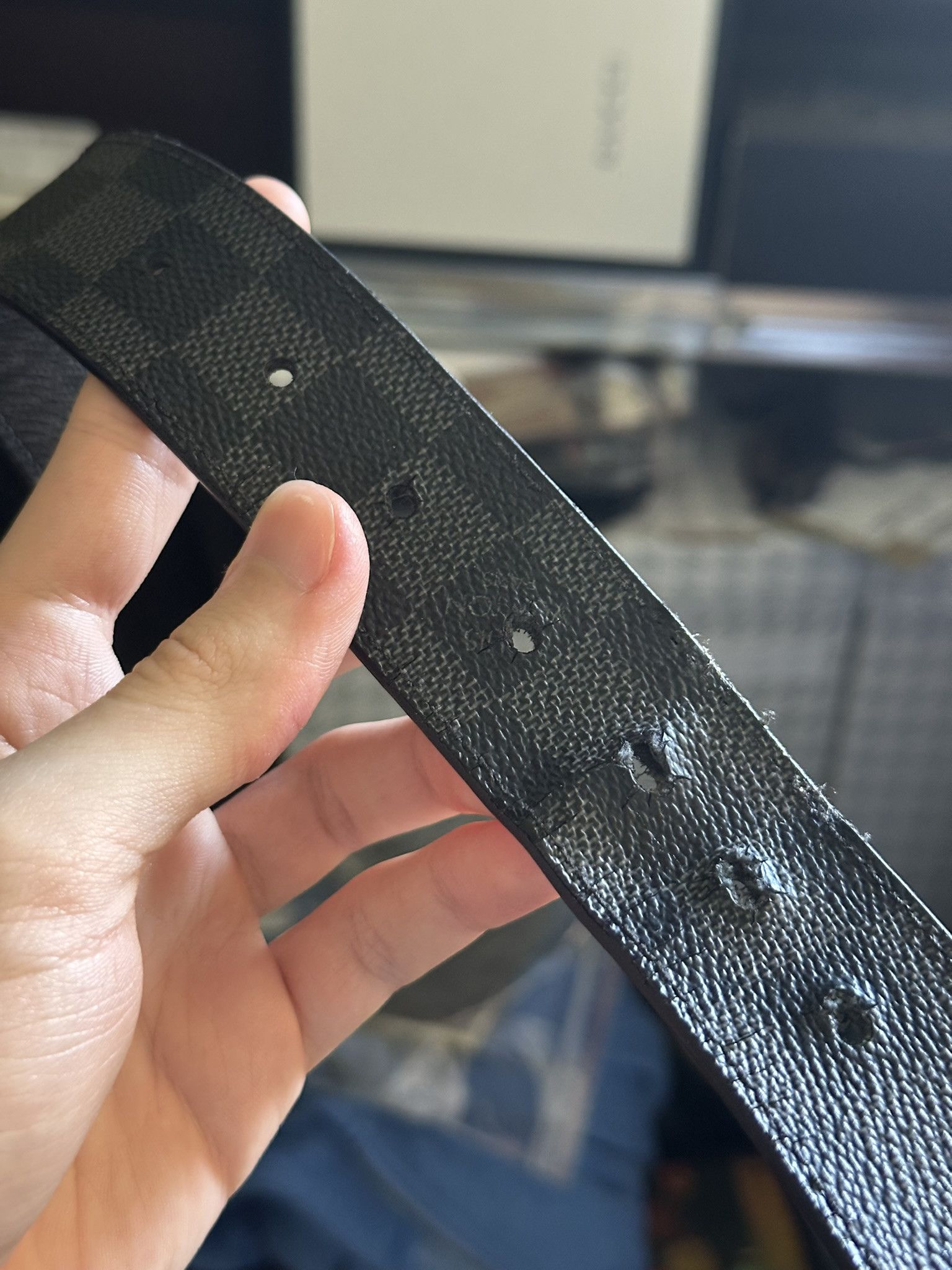 Louis Vuitton Louis Vuitton Inventeur Belt Damier Graphite Black size 110 Size 44 - 4 Thumbnail