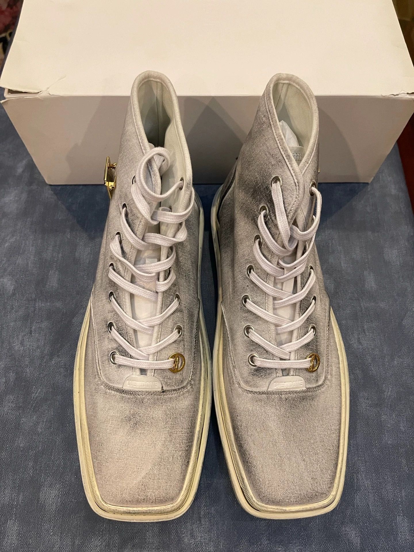 WE11DONE We11done Distressed Canvas Square Toe Mid-Top Sneaker 43 Size US 10 / EU 43 - 8 Thumbnail