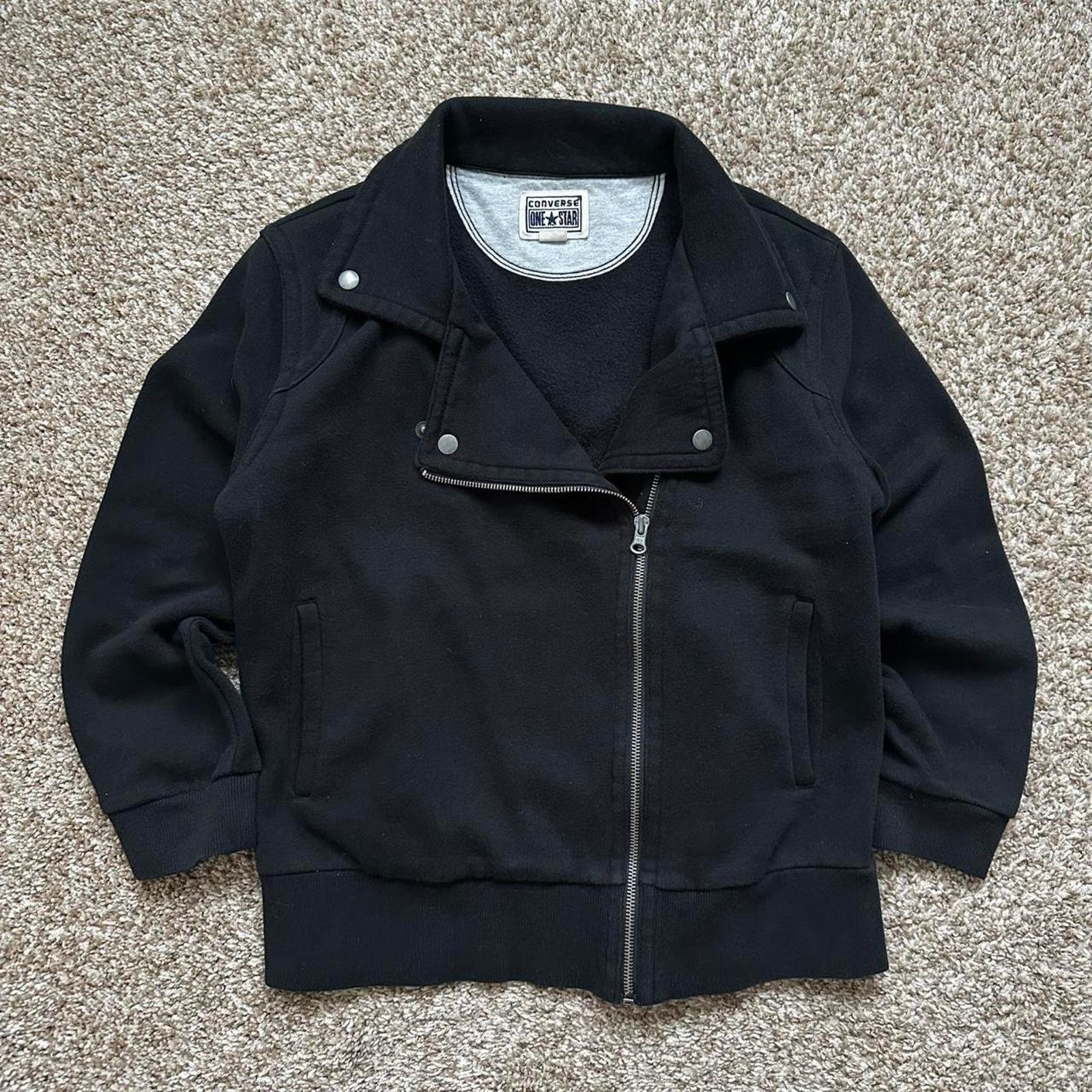 Converse × Vintage Vintage Y2K Asymmetric Black Zip Up Indie Converse Jacket Size L / US 10 / IT 46 - 4 Thumbnail