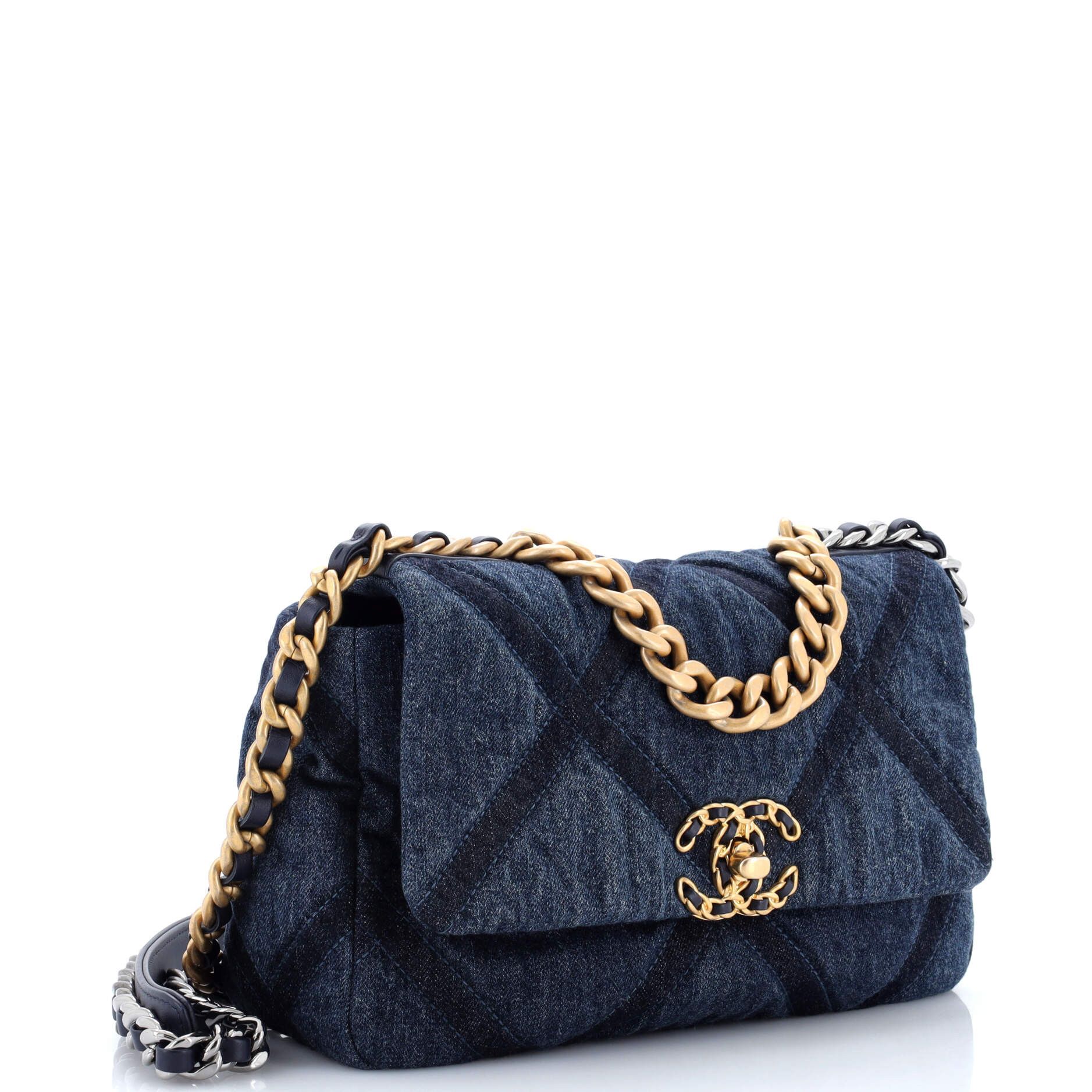 Chanel 19 Flap Bag Quilted Denim Medium Size ONE SIZE - 1 Thumbnail