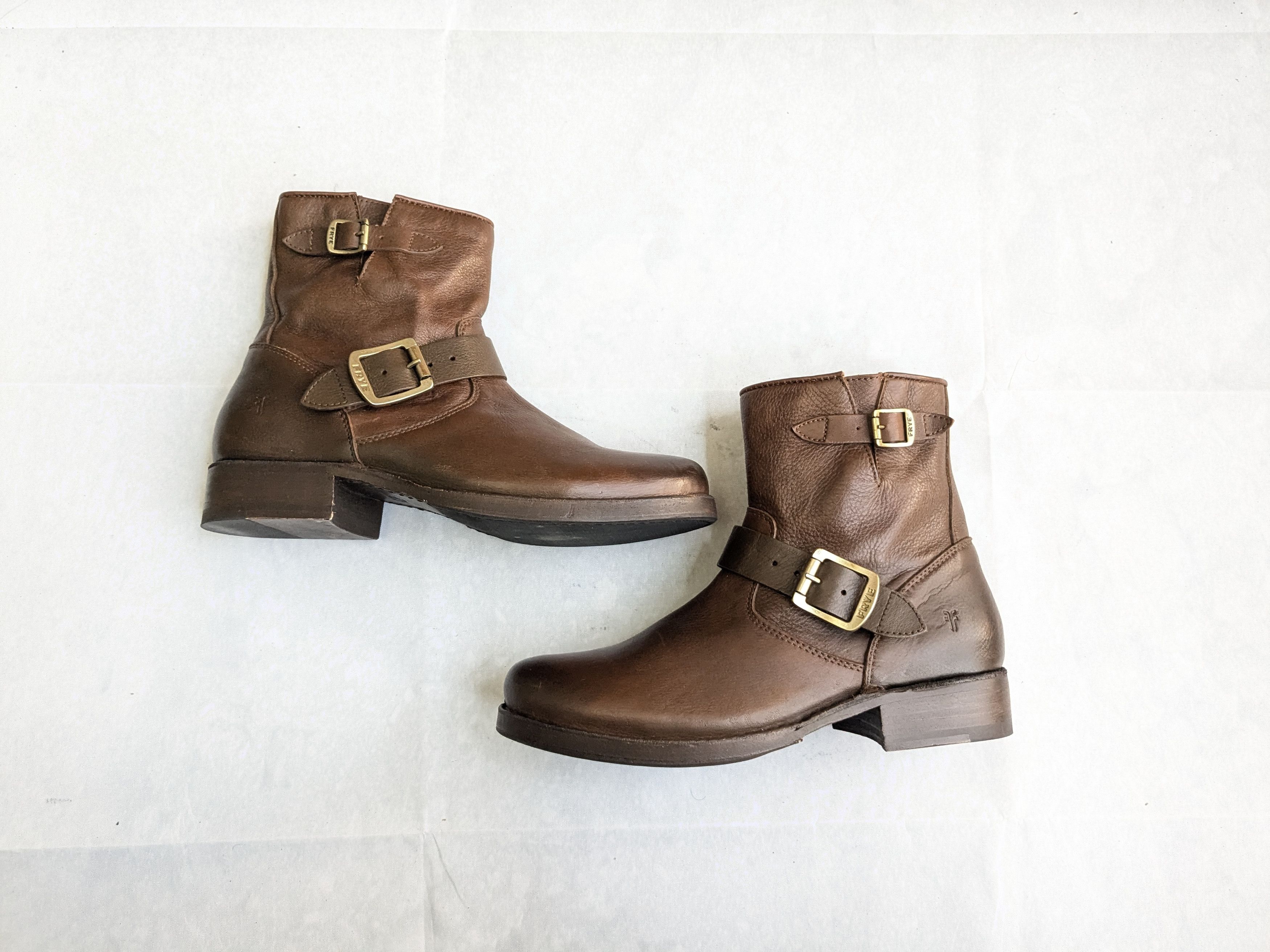 Frye Frye Engineer Boots Brown Suede Leather 7 Leather Buckle Size US 7 / EU 40 - 1 Thumbnail