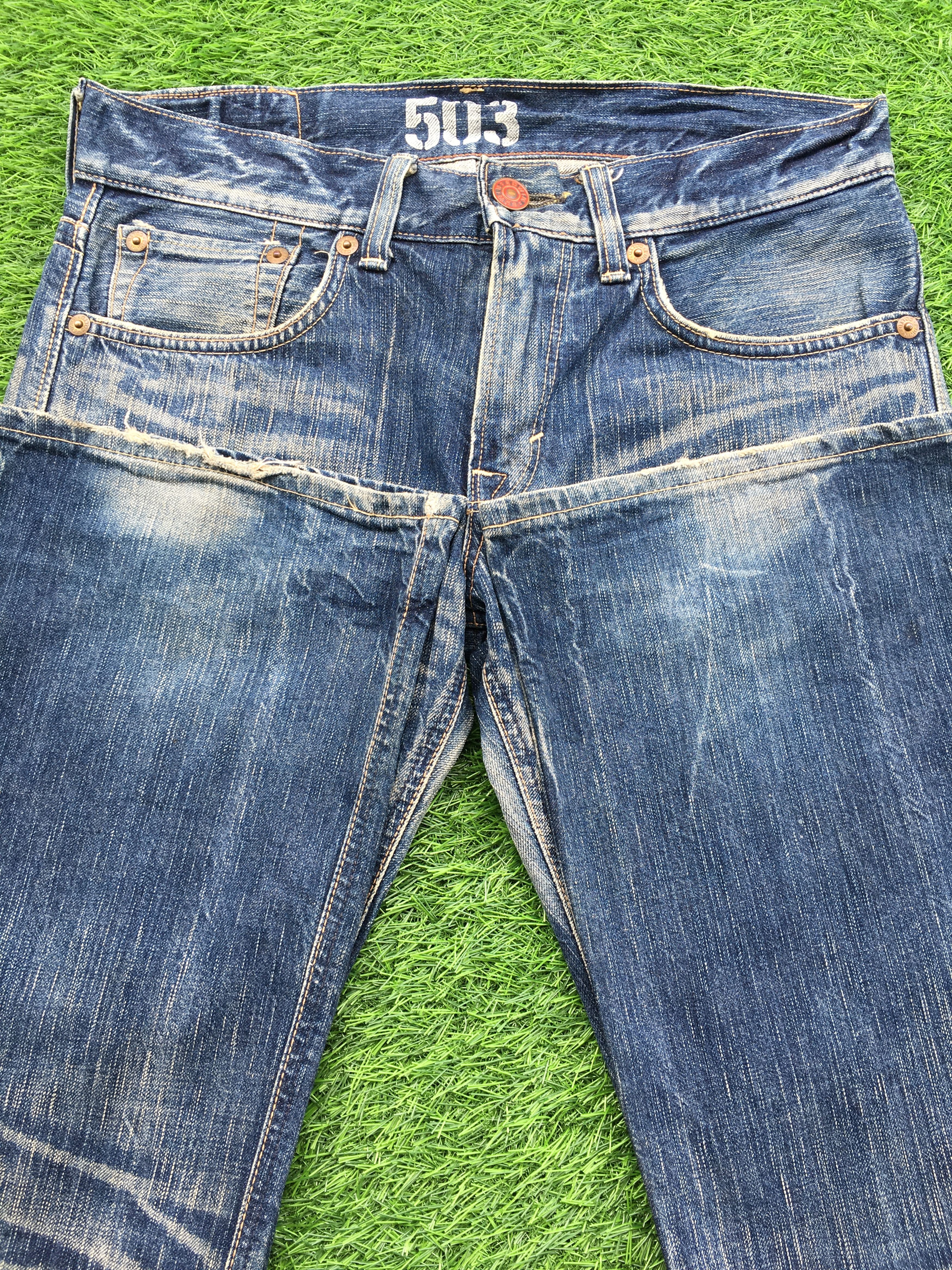 Edwin × Japanese Brand Flare 90s Style Edwin 503 Flare BlueTrip Distress Jean D-995 Size US 32 / EU 48 - 5 Thumbnail
