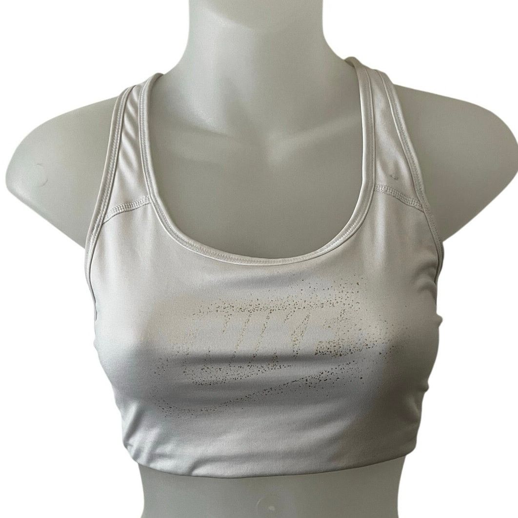 Nike Dri-Fit Women’s White Sports Bra Racerback cut Athletic S Size S / US 4 / IT 40 - 1 Thumbnail