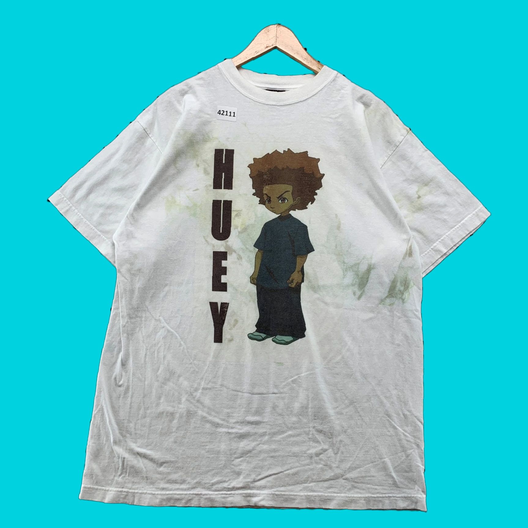 Griffin VINTAGE Boondocks Huey Anime Shirt Adult XL White Distressed Cartoon 90s Mens Size US XL / EU 56 / 4 - 1 Thumbnail
