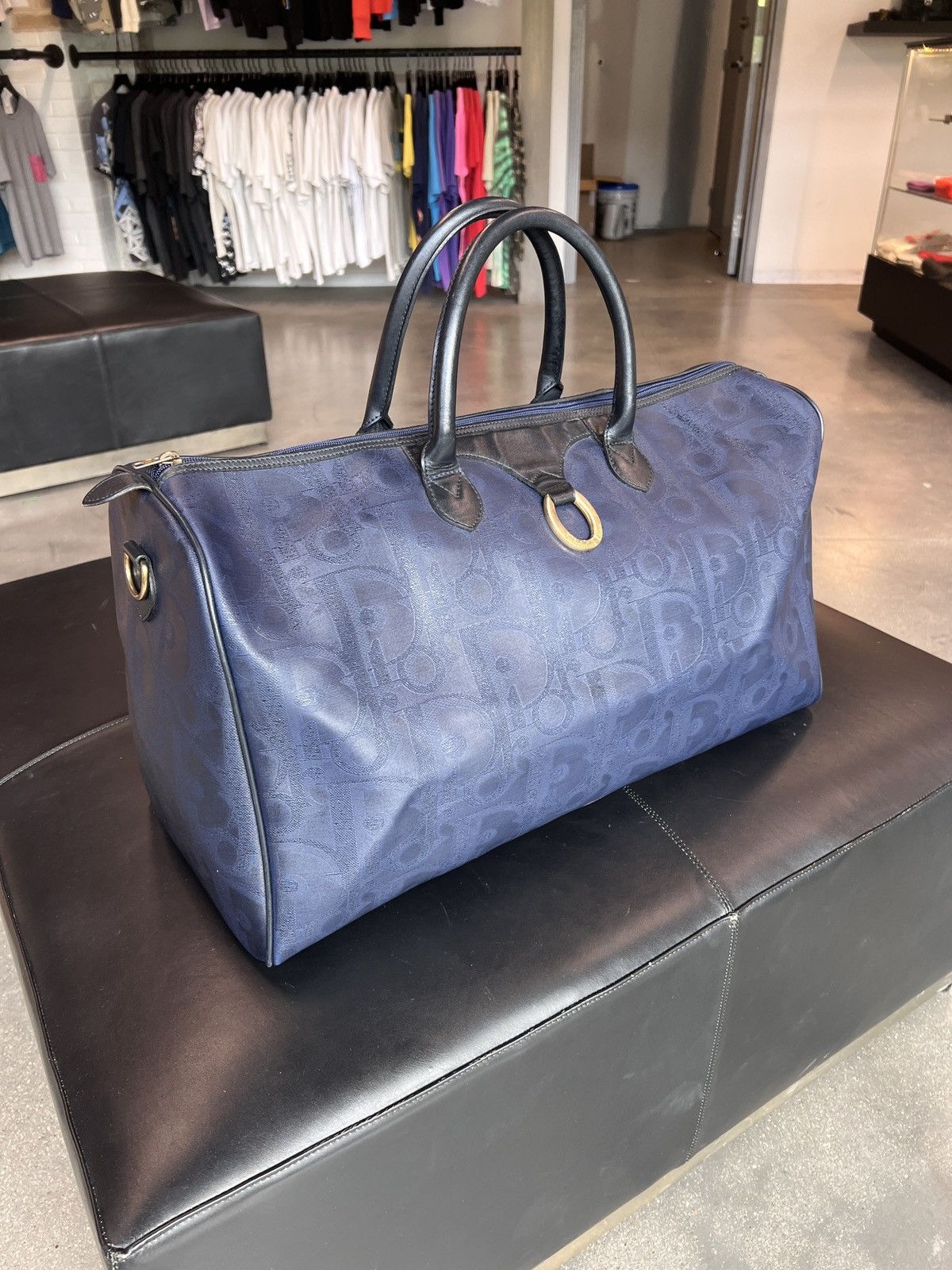 image of Dior Oblique Duffle Bag Navy Size 55, Men's