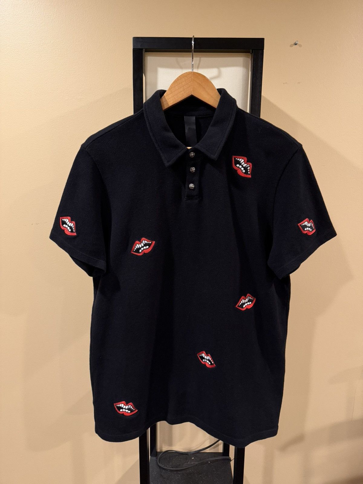 Chrome Hearts Chrome Hearts x Matty Boy Chomper Lips Black Polo Shirt Size US M / EU 48-50 / 2 - 18 Thumbnail