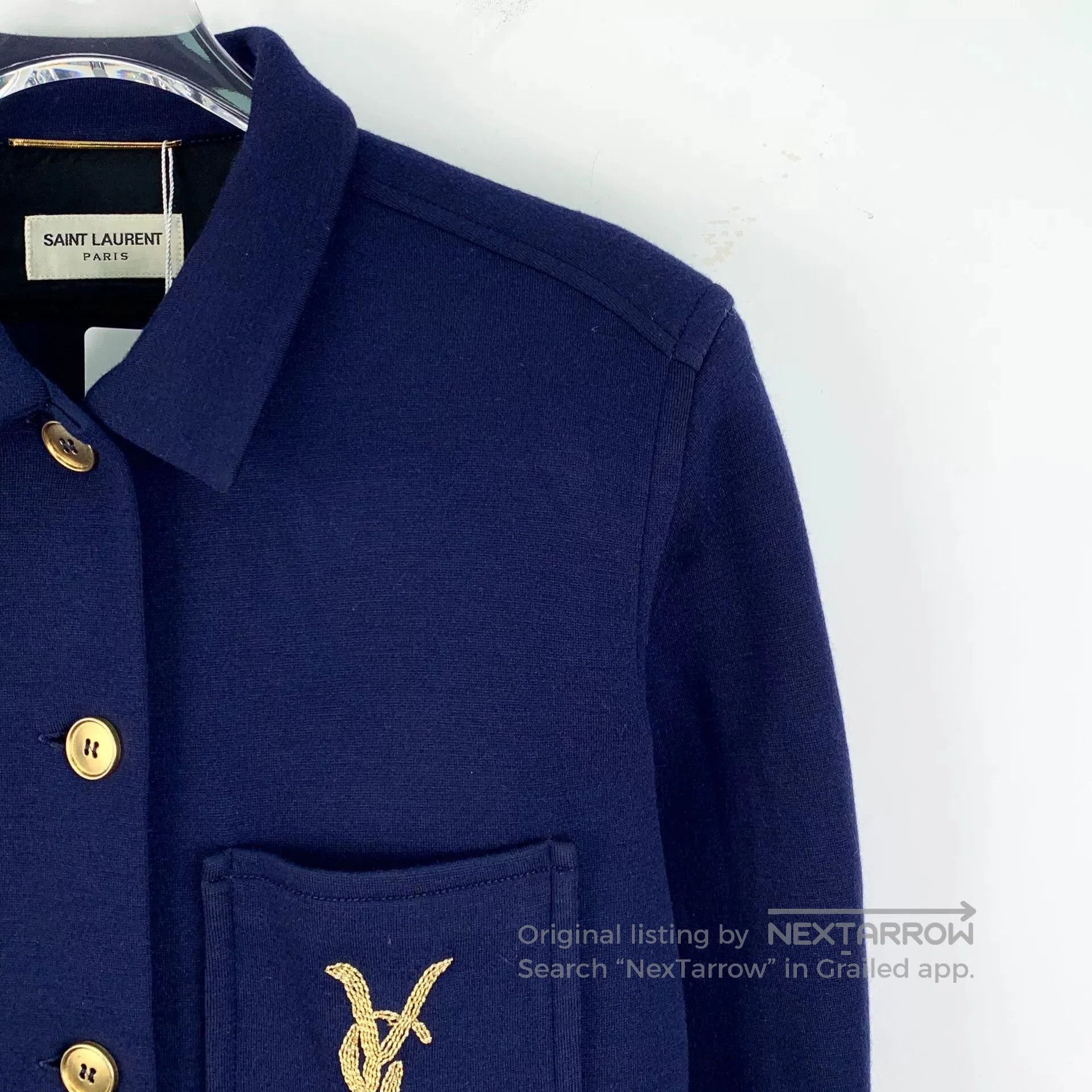 Saint Laurent Paris Yves Saint Laurent Dark Blue Logo Shirt. Size US M / EU 48-50 / 2 - 3 Thumbnail
