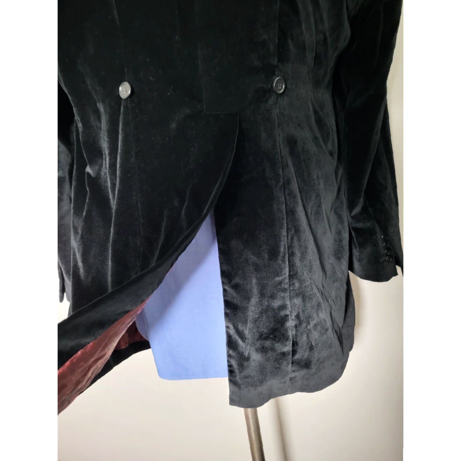 Velour VINTAGE J. PETERMAN Blk red Steampunk Frock velour velvet Blazer Coat Jacket Men 44R Size 44R - 5 Thumbnail
