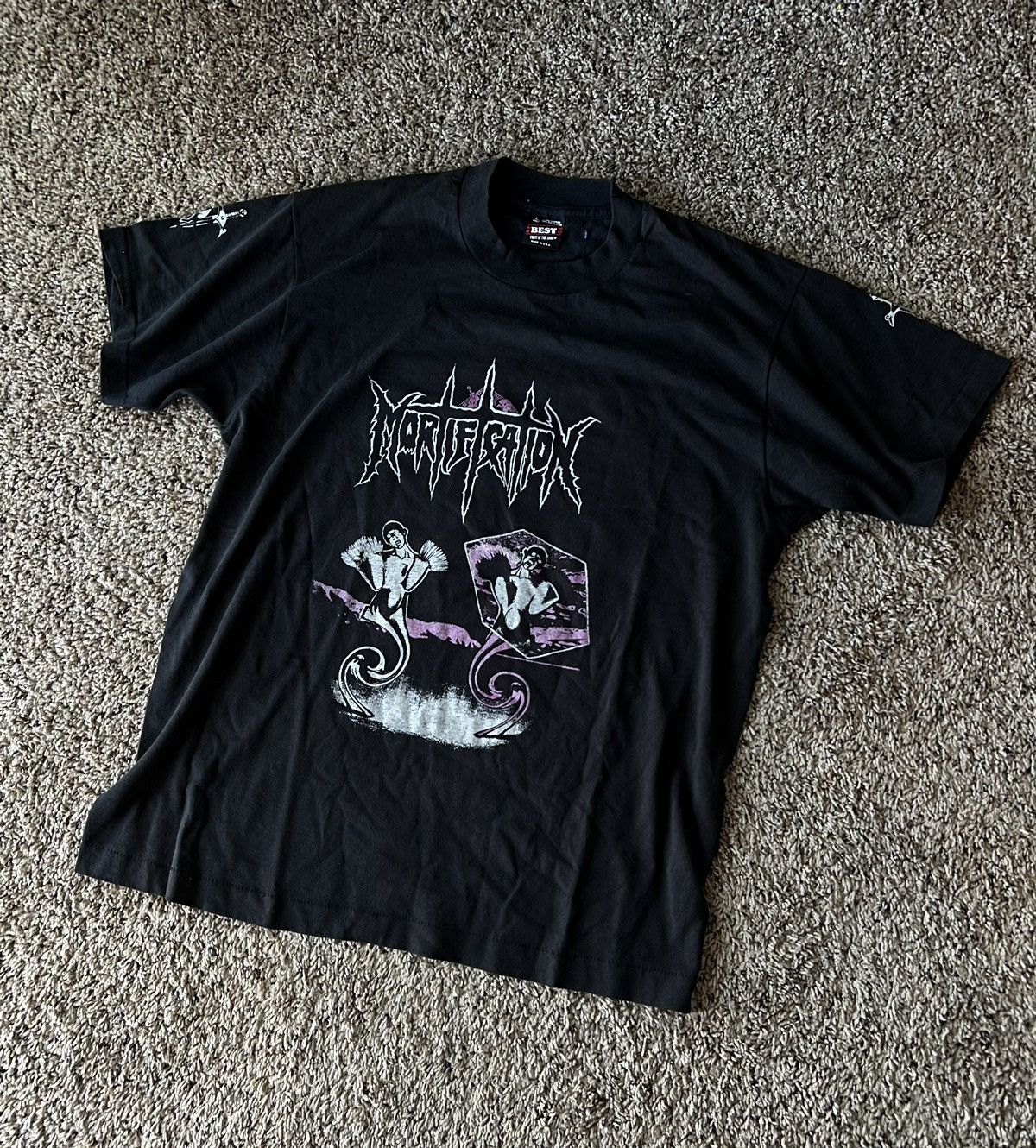image of Band Tees x Rock T Shirt Vintage Mortification Band T-Shirt Live Planetarium Metal in Black (Size L