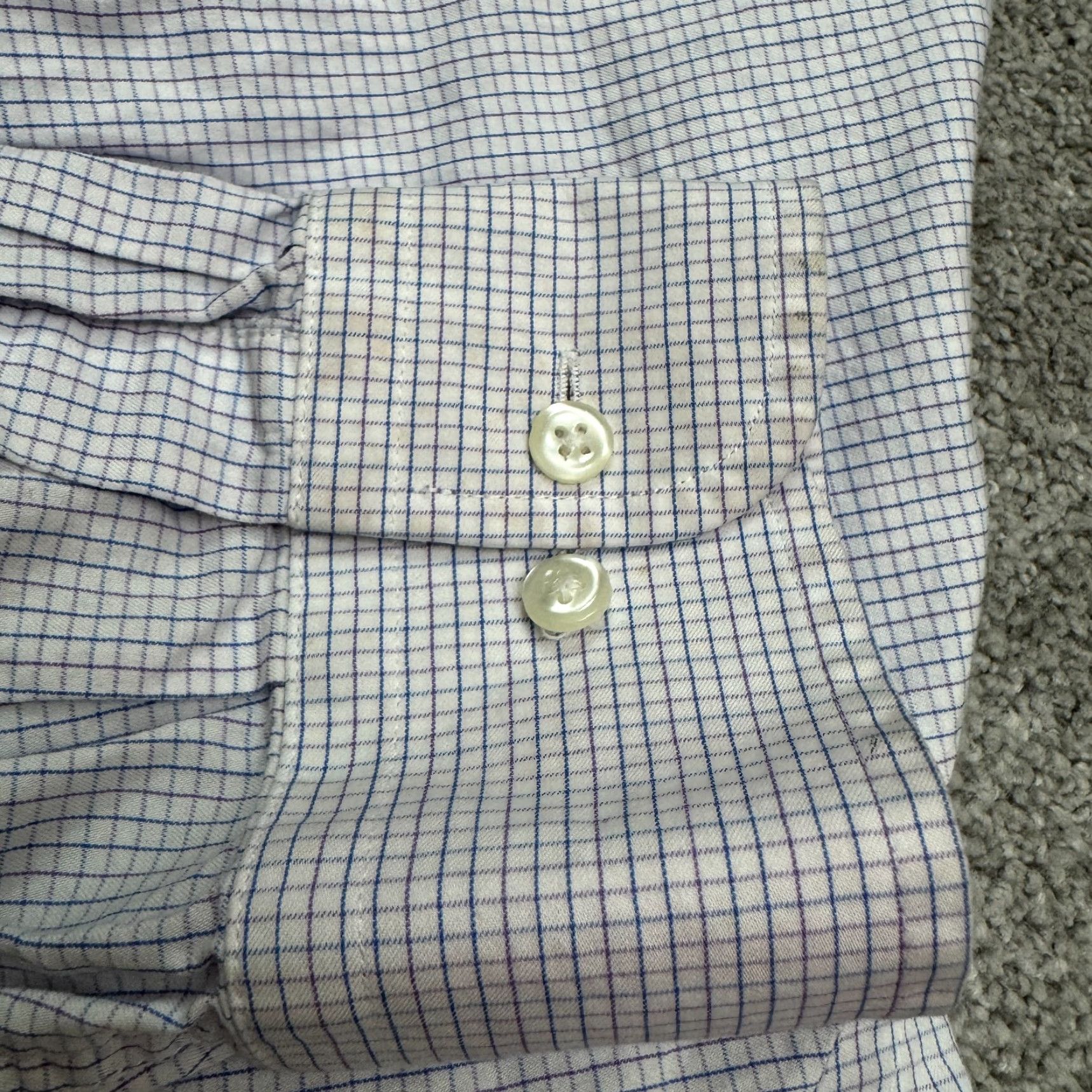 Bloomingdale's Bloomingdale's Regular Fit Dress Shirt Mens 17.5 34/35 Blue Purple Check Cotton Shirt Mens 17.5 Regular Blue Check Vintage? No. Size 46R - 6 Thumbnail