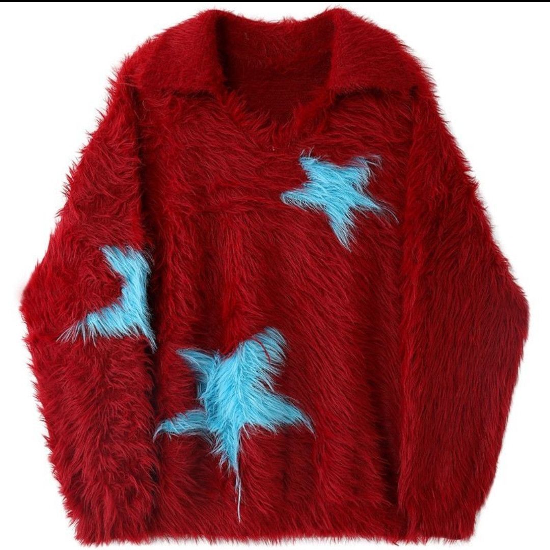 Japanese Brand Red Star Polo Fall Sweater Collar Neck Y2K Harajuku Size US L / EU 52-54 / 3 - 1 Thumbnail